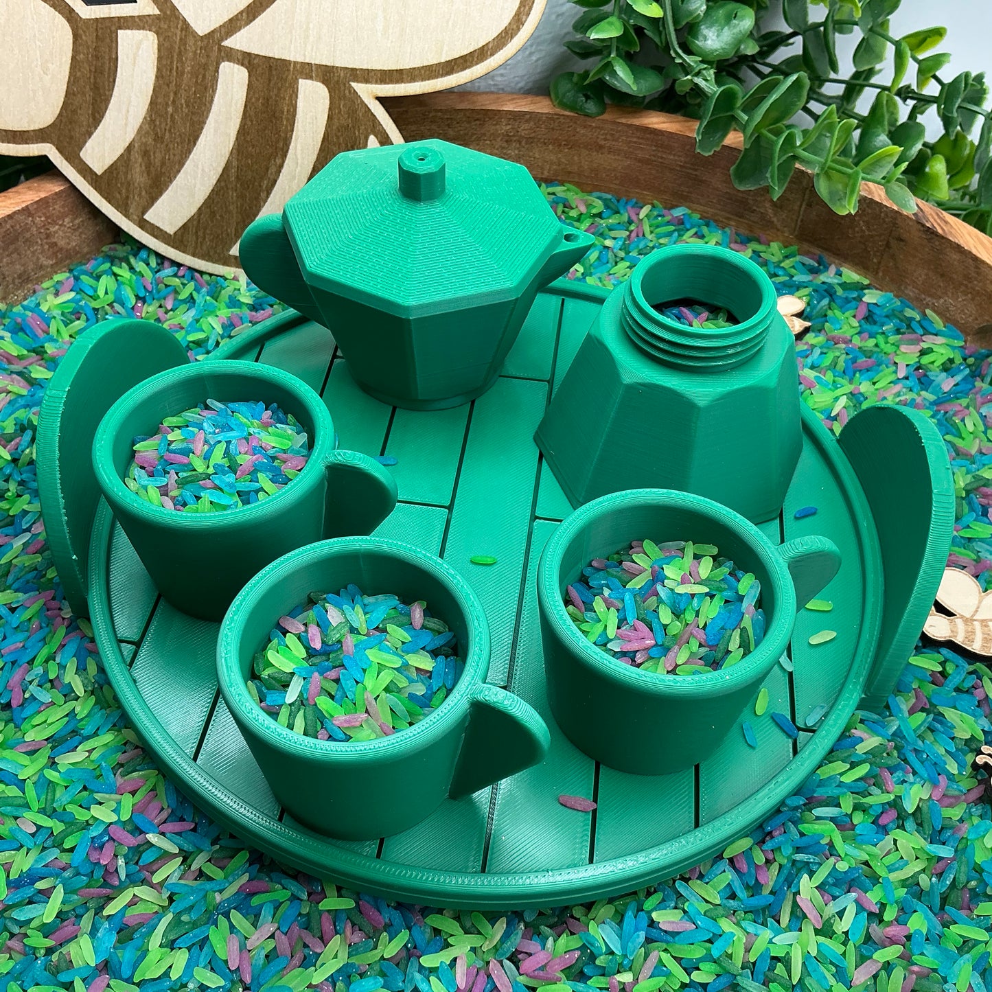 Coffee Maker Set (5 Piece) - 3D Printed Kitchen Role Play Toy, Eco-Friendly