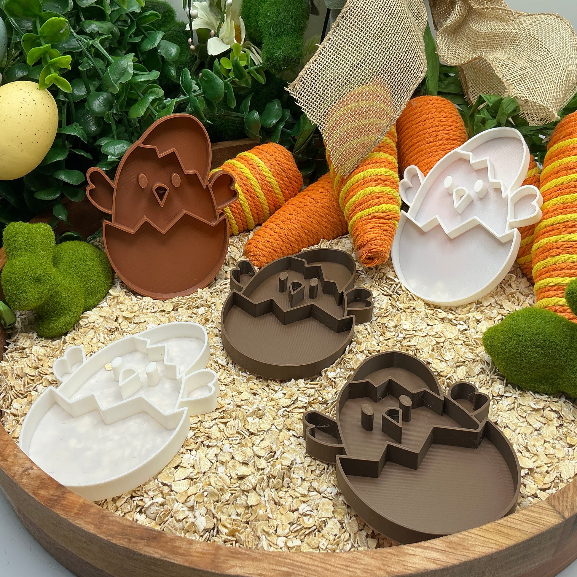 Easter Chick in a Egg 5 Piece Filling Tray Set Sensory Filling Trays Oats, Sand, - Main Product Image