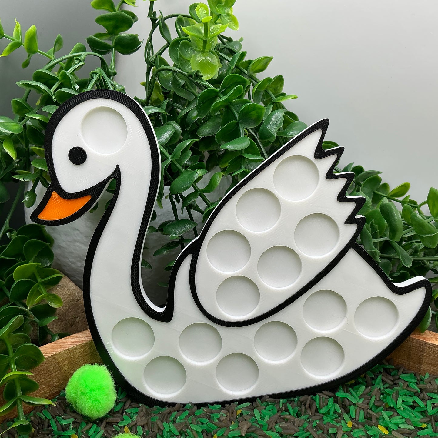3D-printed animal shape board sensory set, 4 pieces - rabbit, mouse, swan and tree for pom-pom play - view 2 of 13