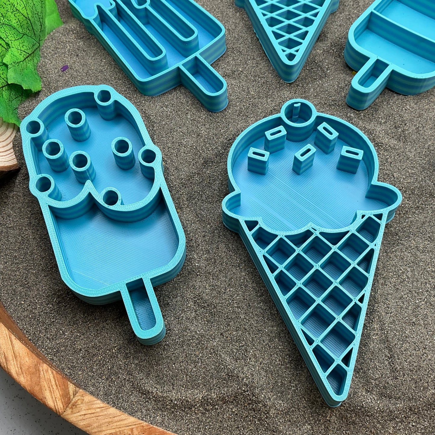 Ice Cream Fill Shapes Sensory Filling Trays Eco-Friendly 3D Printed 6 Piece Set Sand Rice Oat Play Pretend Food Activity