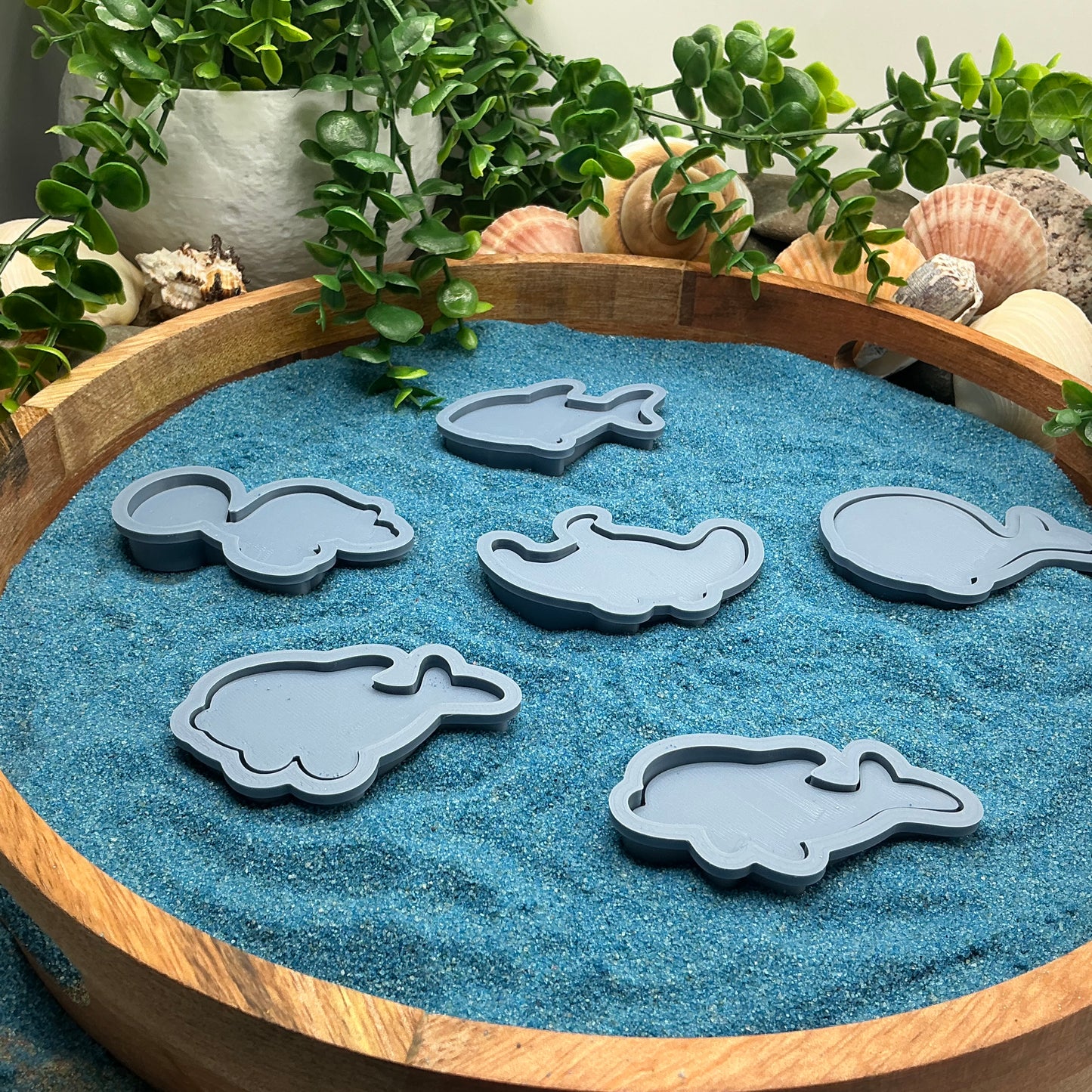 3D-printed sea animals play dough cookie cutter set - 6 piece with dolphins, whale, shark, stingray and turtle - view 8 of 9