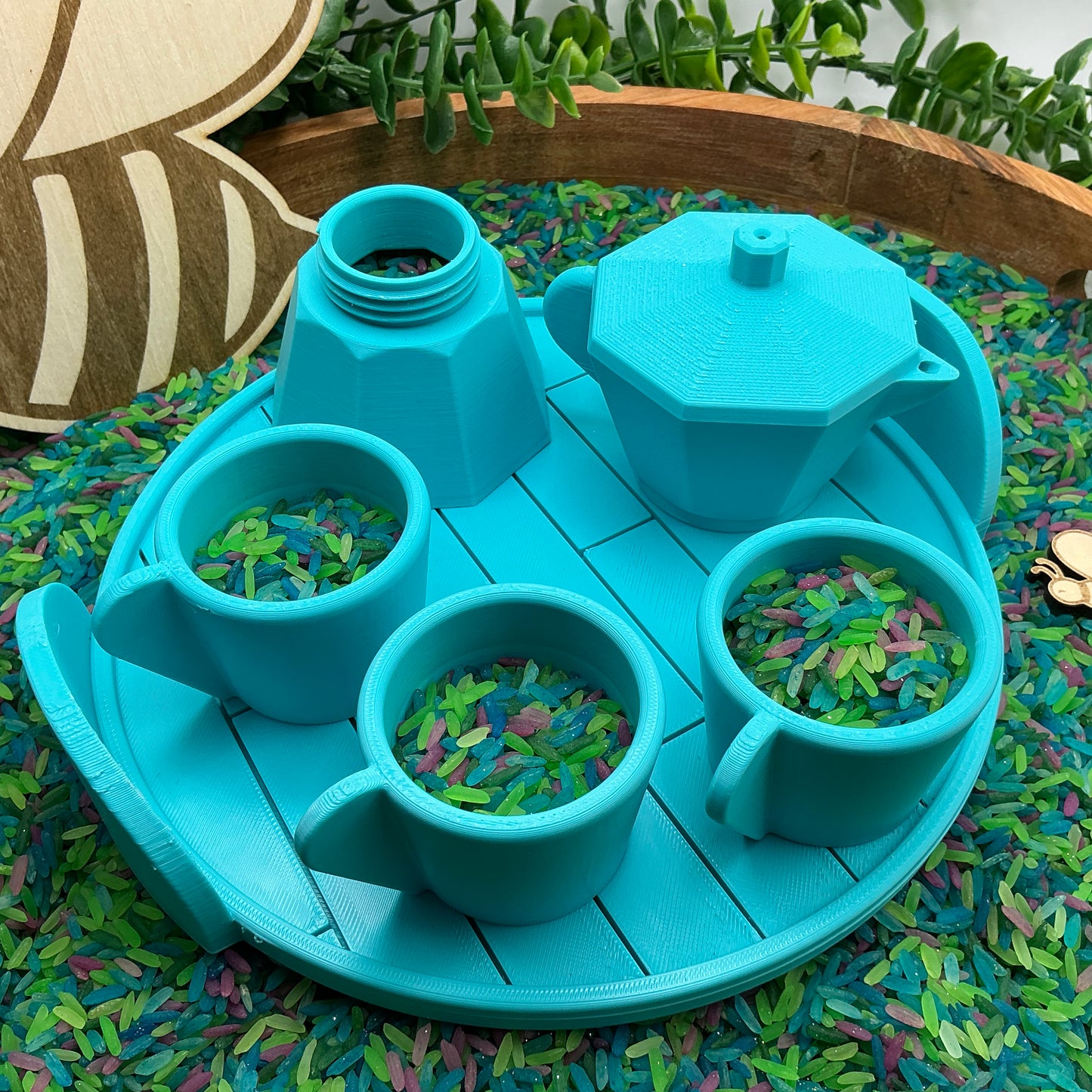 Coffee Maker Set (5 Piece) - 3D Printed Kitchen Role Play Toy, Eco-Friendly