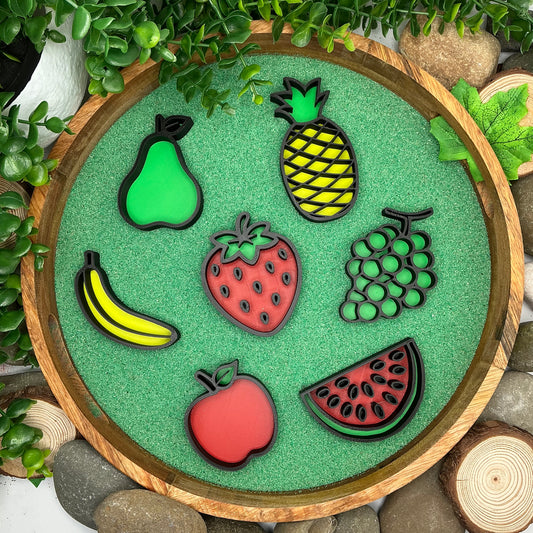 Fruit fill shapes play fruit sensory filling trays 7 piece set tuff tray