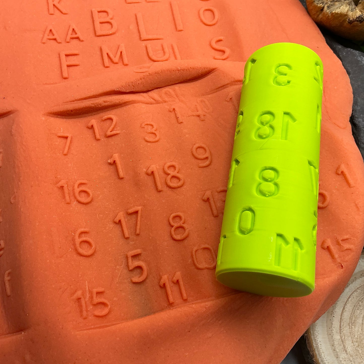 Letter & Numbers Rolling Pin for play dough