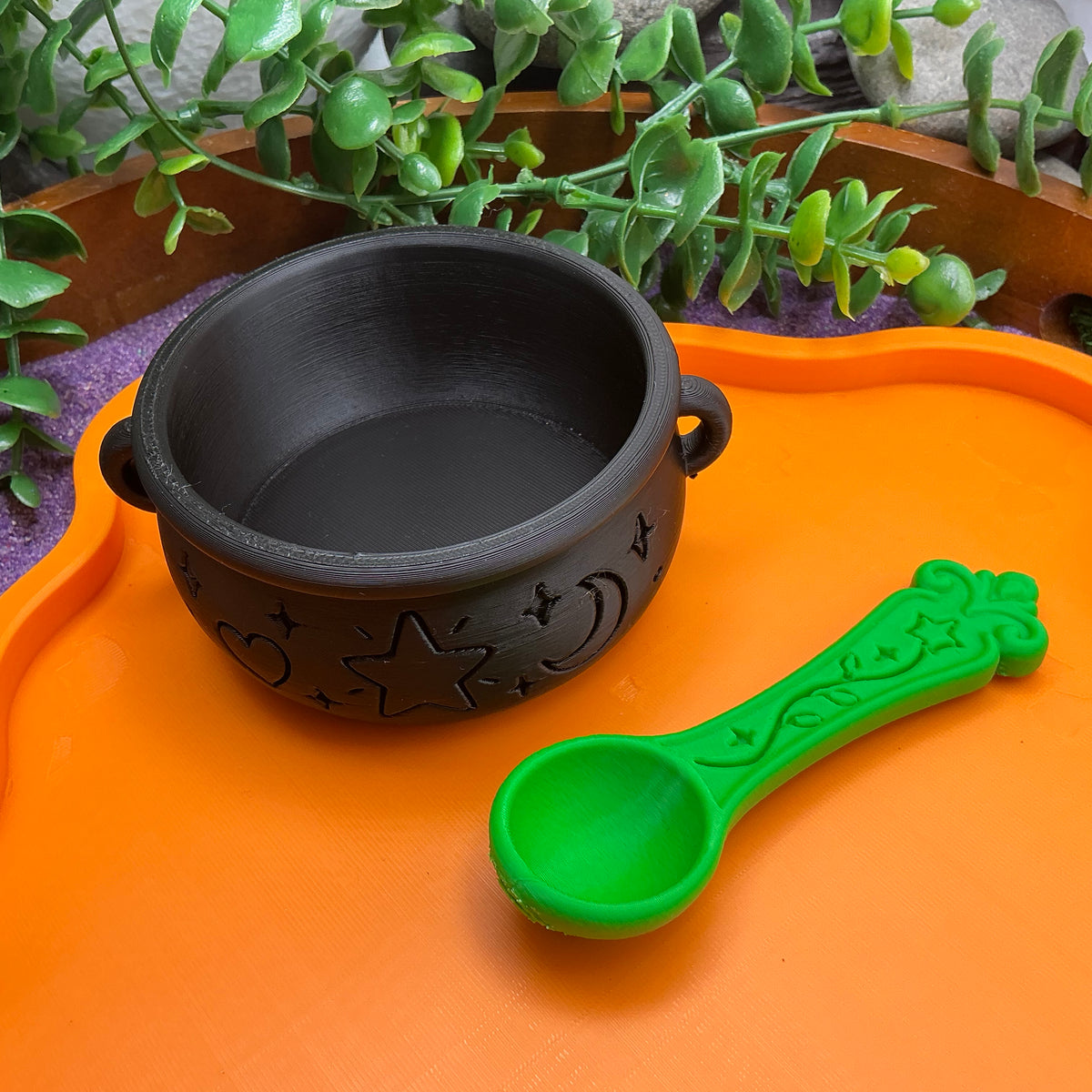 Halloween Special Potion Play Set - 14 Piece Sensory Play Kit with Potion Bottles, Cups, Mixing Bowl, Mini Fire Pit & Trays