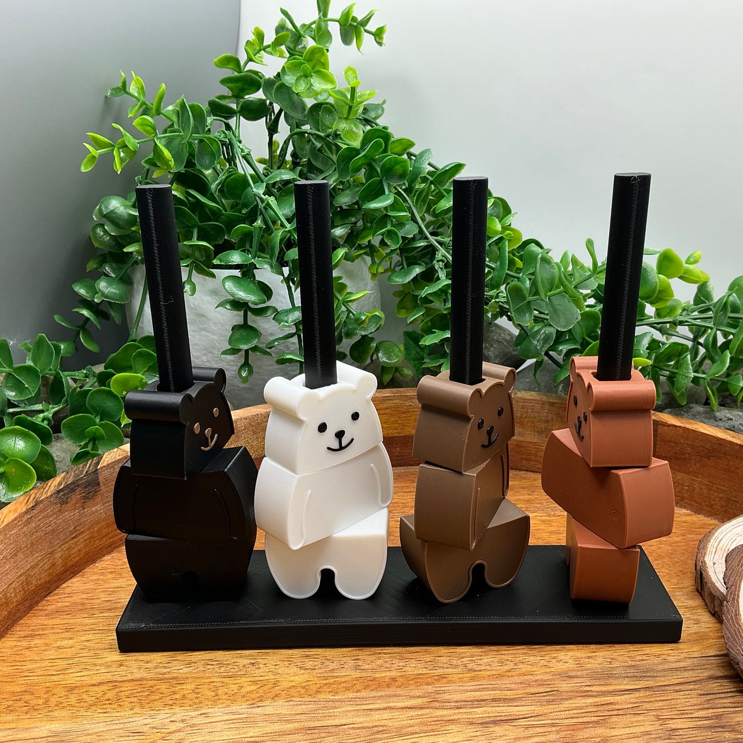 3D-printed bear-shaped pegs and threading board sensory toy for fine motor play - view 9 of 10
