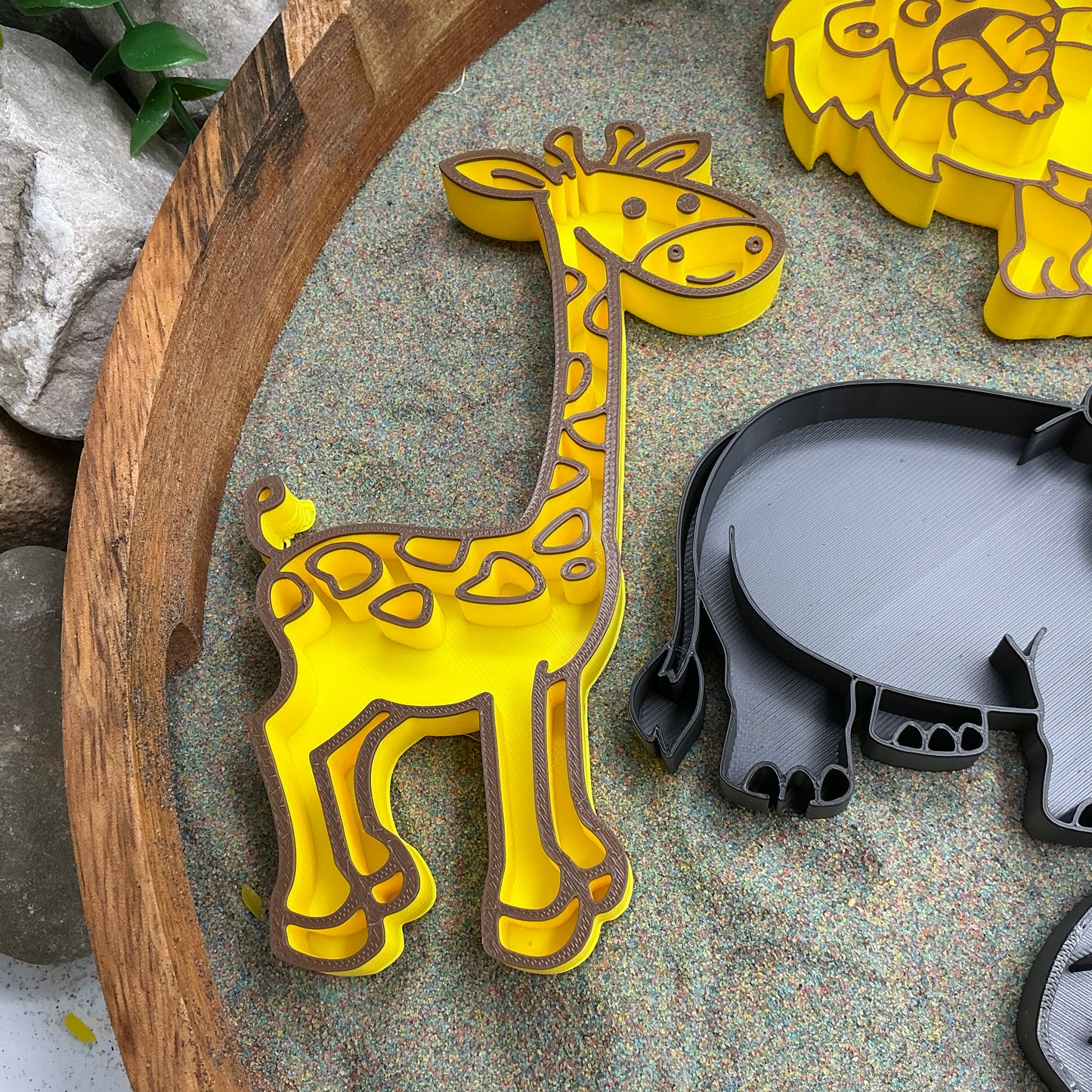 Safari animals Fill Shapes Sensory Filling Trays 5 piece set elephant hippo lion monkey and giraffe