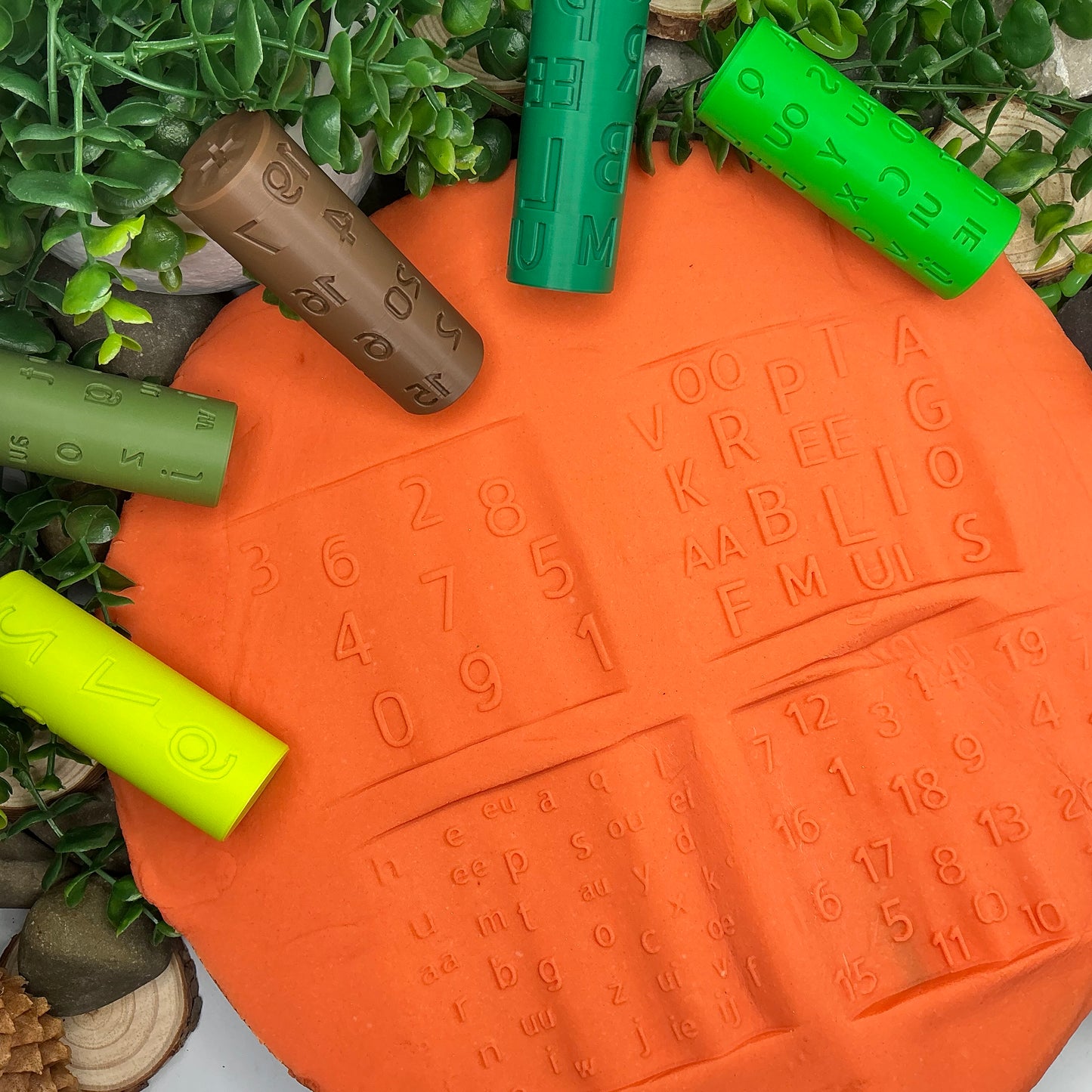 Letter & Numbers Rolling Pin for play dough