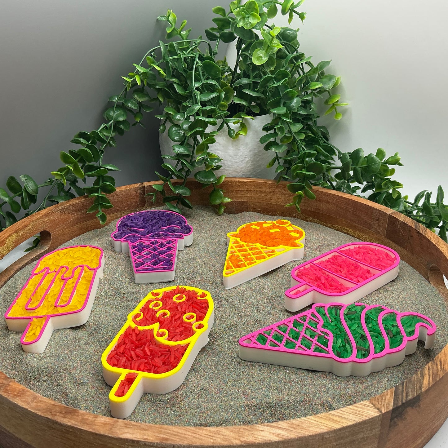 3D-printed summer ice cream sensory filling tray, 6-piece set for sand and rice tuff trays - view 10 of 11