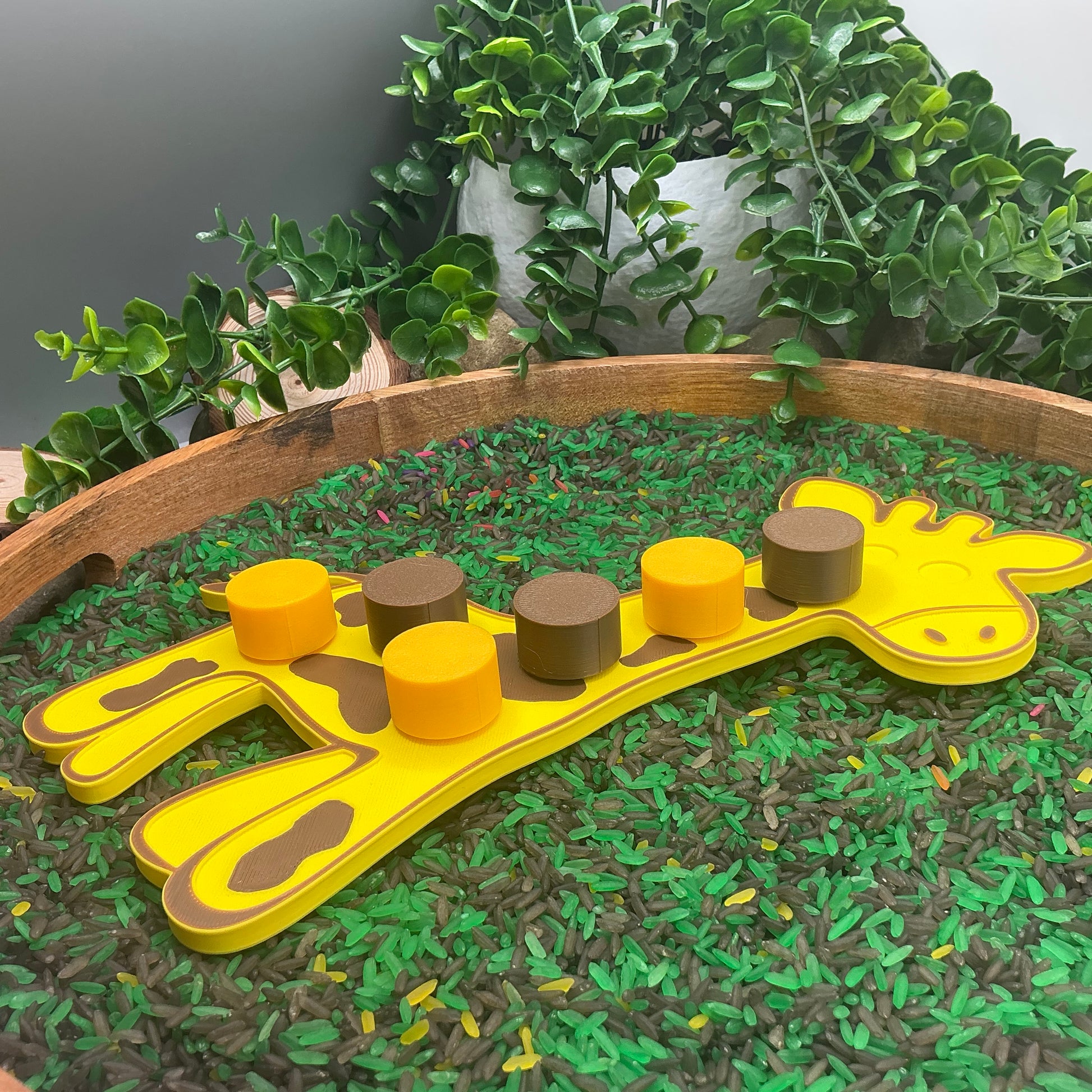 3D-printed giraffe thread peg board sensory toy with screw-on nuts - fine motor and pre-writing skill builder - view 5 of 8