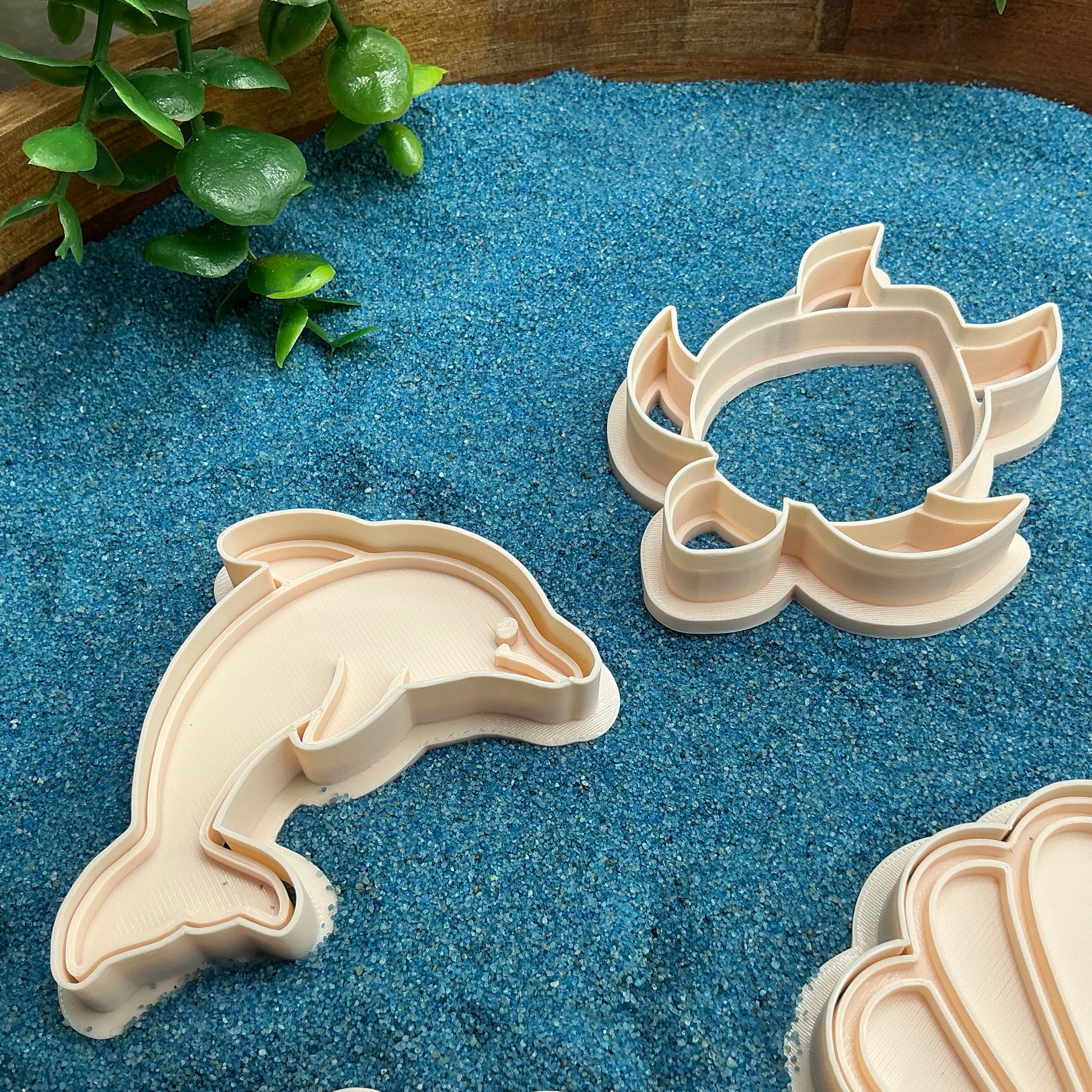 3D-printed sea animals play dough cookie cutter set - 4 piece with dolphin, turtles and shell - view 4 of 8