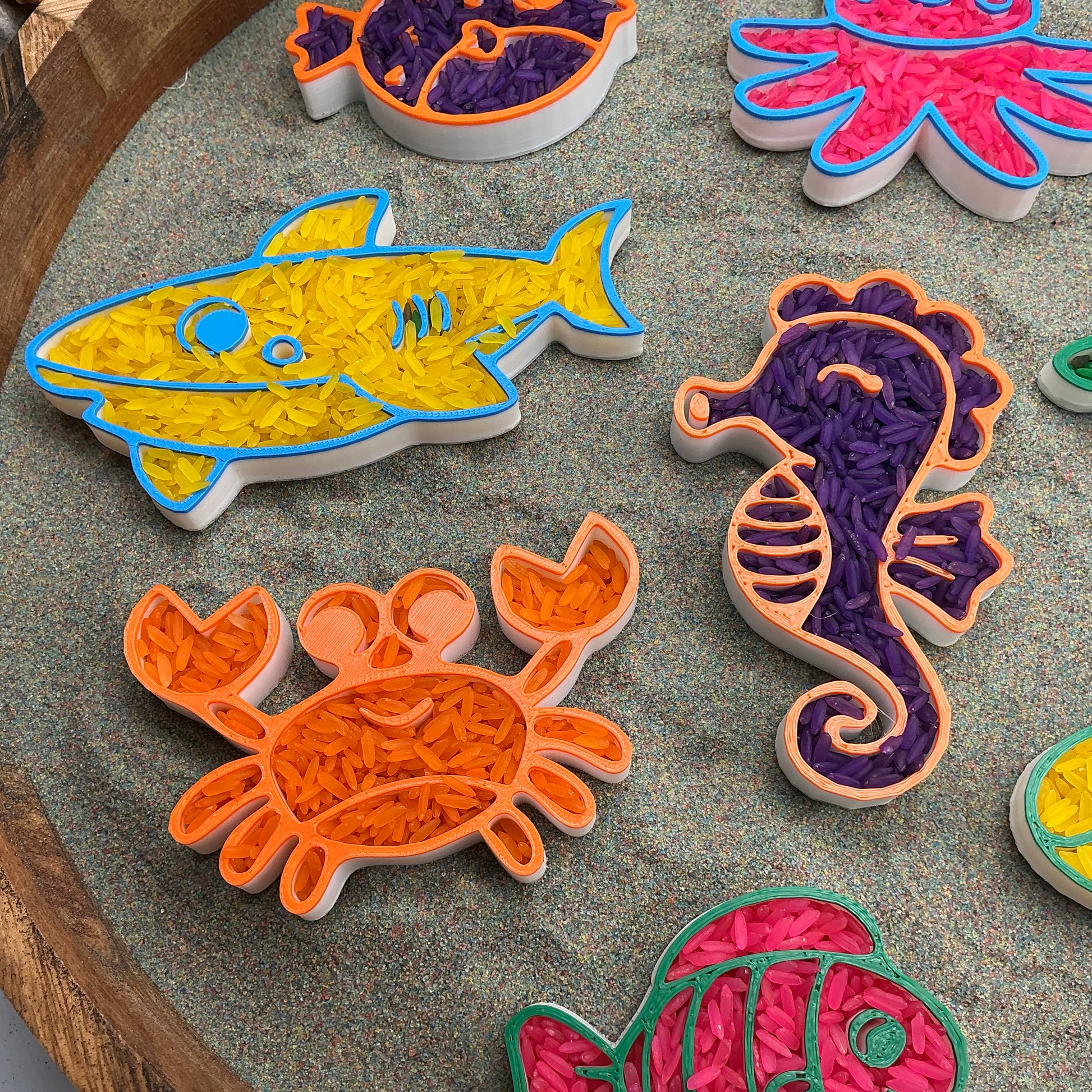 3D-printed underwater sea animals sensory filling tray, 8-piece set for sand and rice tuff trays - view 7 of 10