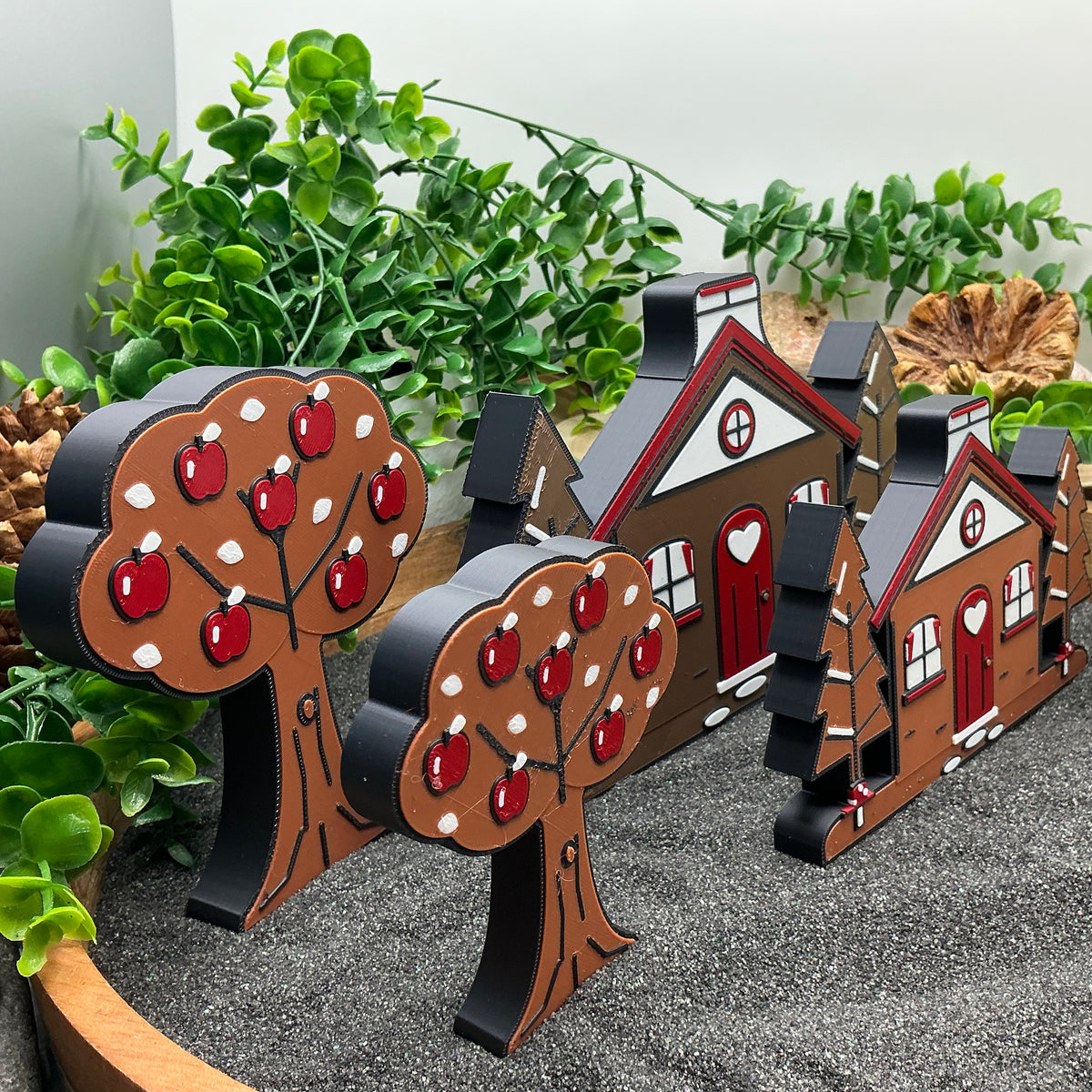 Apple trees and cottages in two sizes