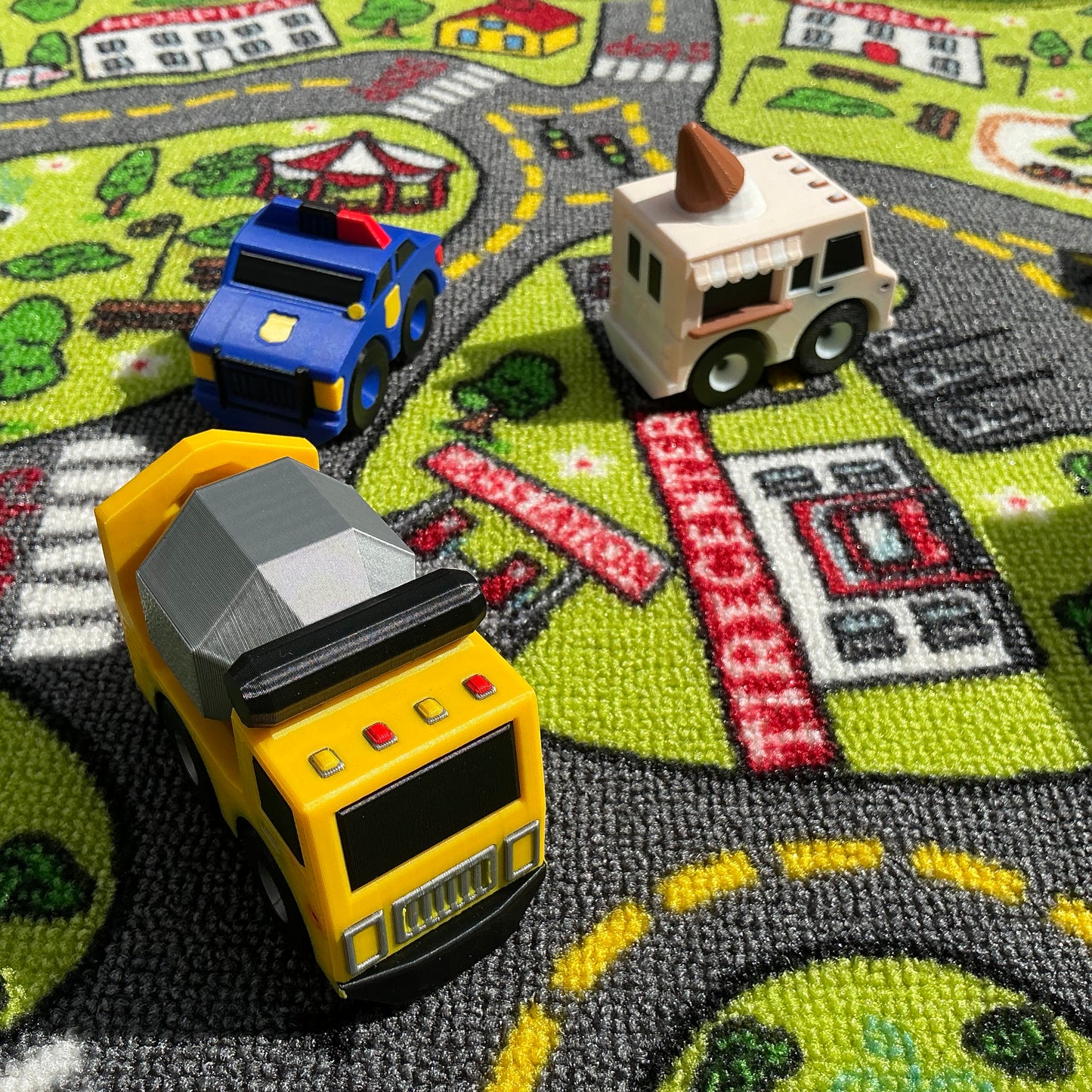 10 piece set Transportation vehicle set multi coloured 3D Printed Vehicle’s Fire Engine, School bus,Police Car