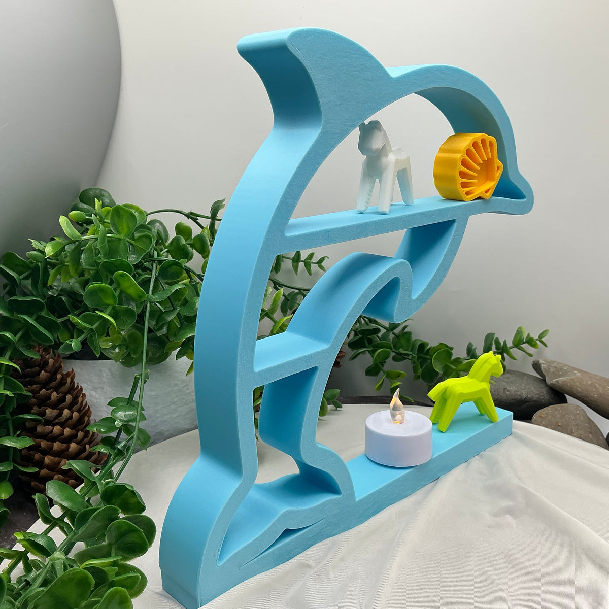 Dolphin & wave table top mini shelves display shelf, two piece set