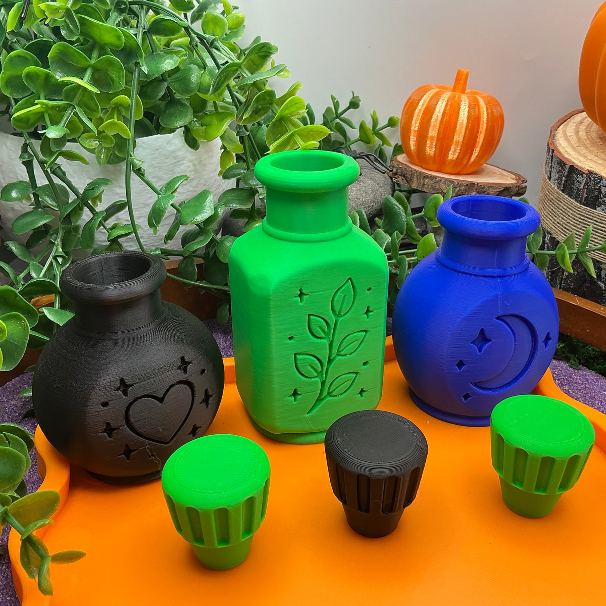 Halloween Special Potion Play Set - 14 Piece Sensory Play Kit with Potion Bottles, Cups, Mixing Bowl, Mini Fire Pit & Trays