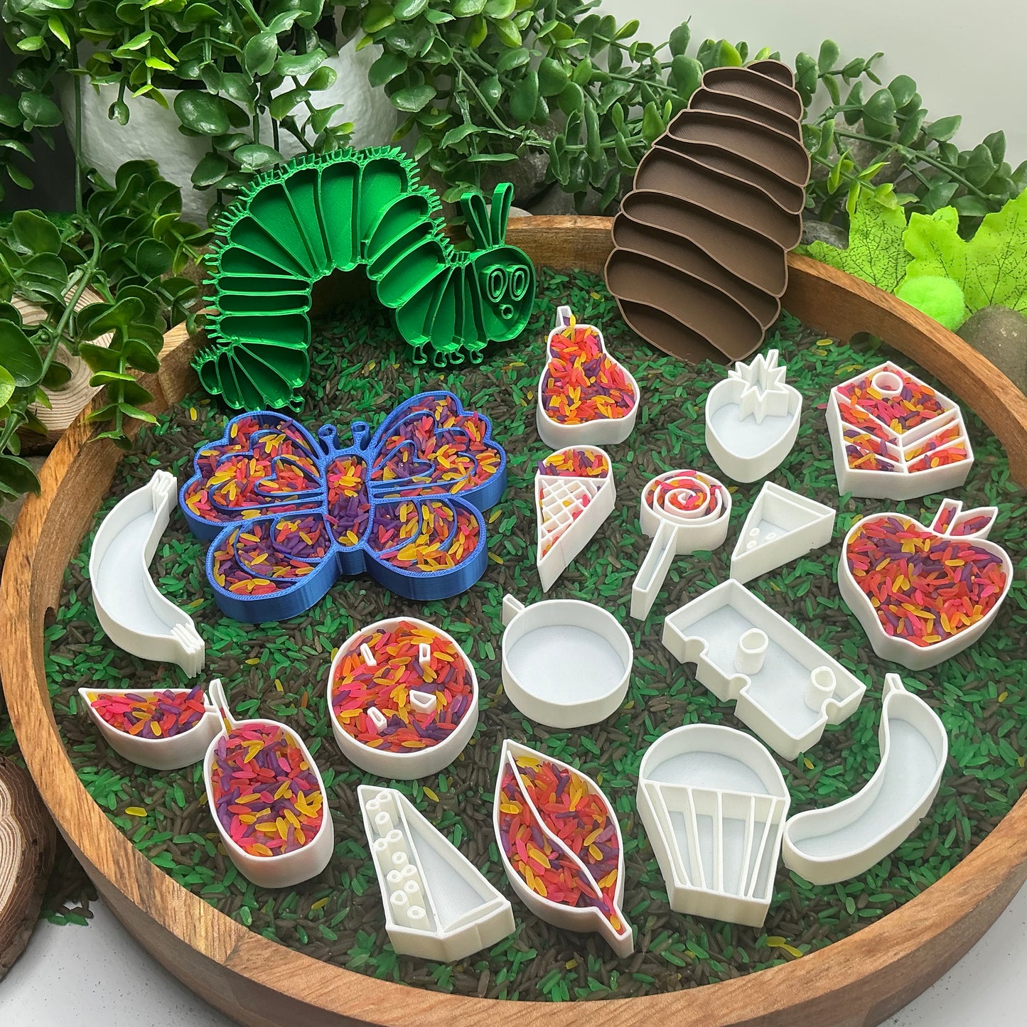 Caterpillar, Cocoon & Butterfly story book telling Sensory Filling Trays Set - Eco-Friendly 3D Printed 19 piece set