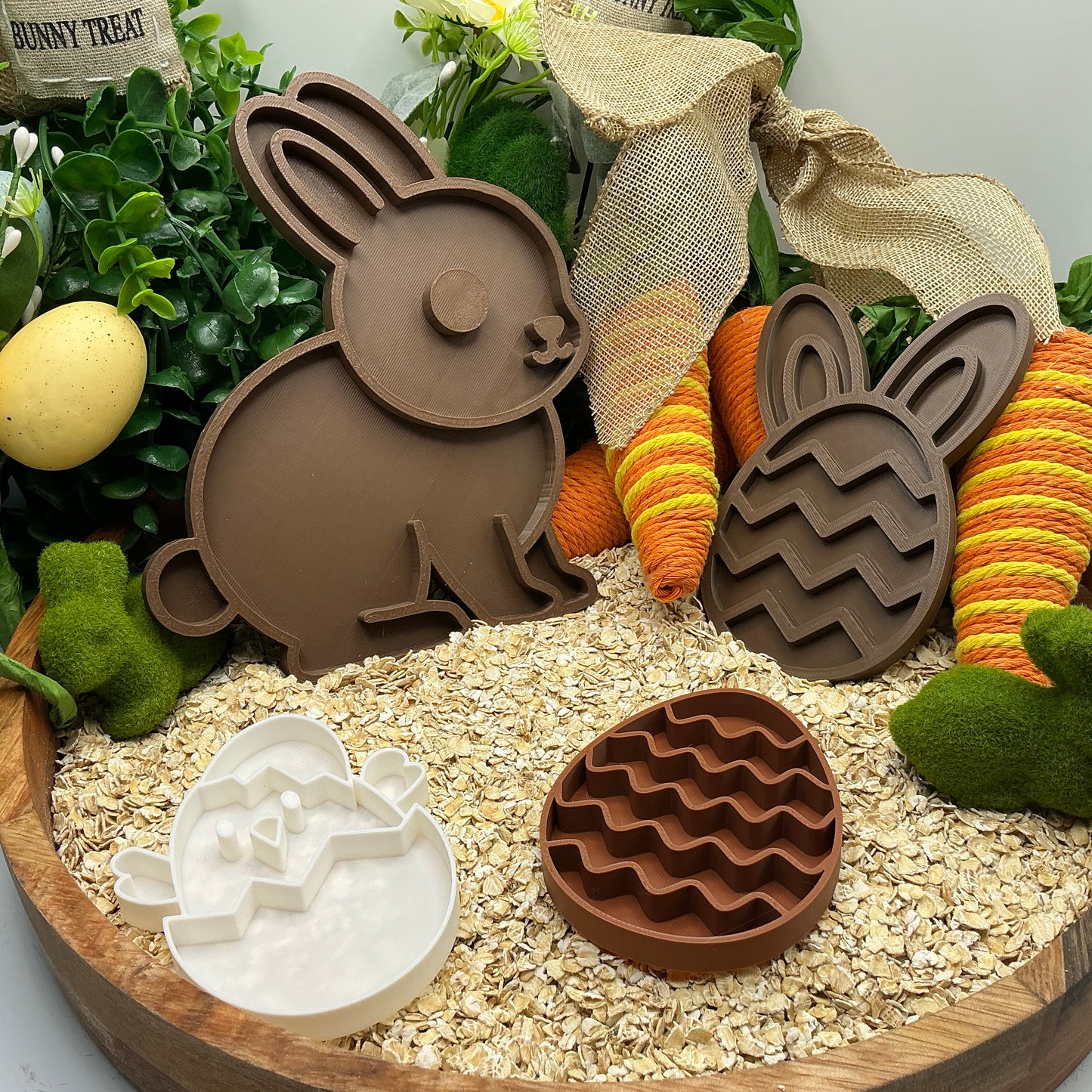 4-Piece Mixed Easter Shaped Sensory Filling Tray's Bunny Easter Egg Eco-Friendly - Close Up