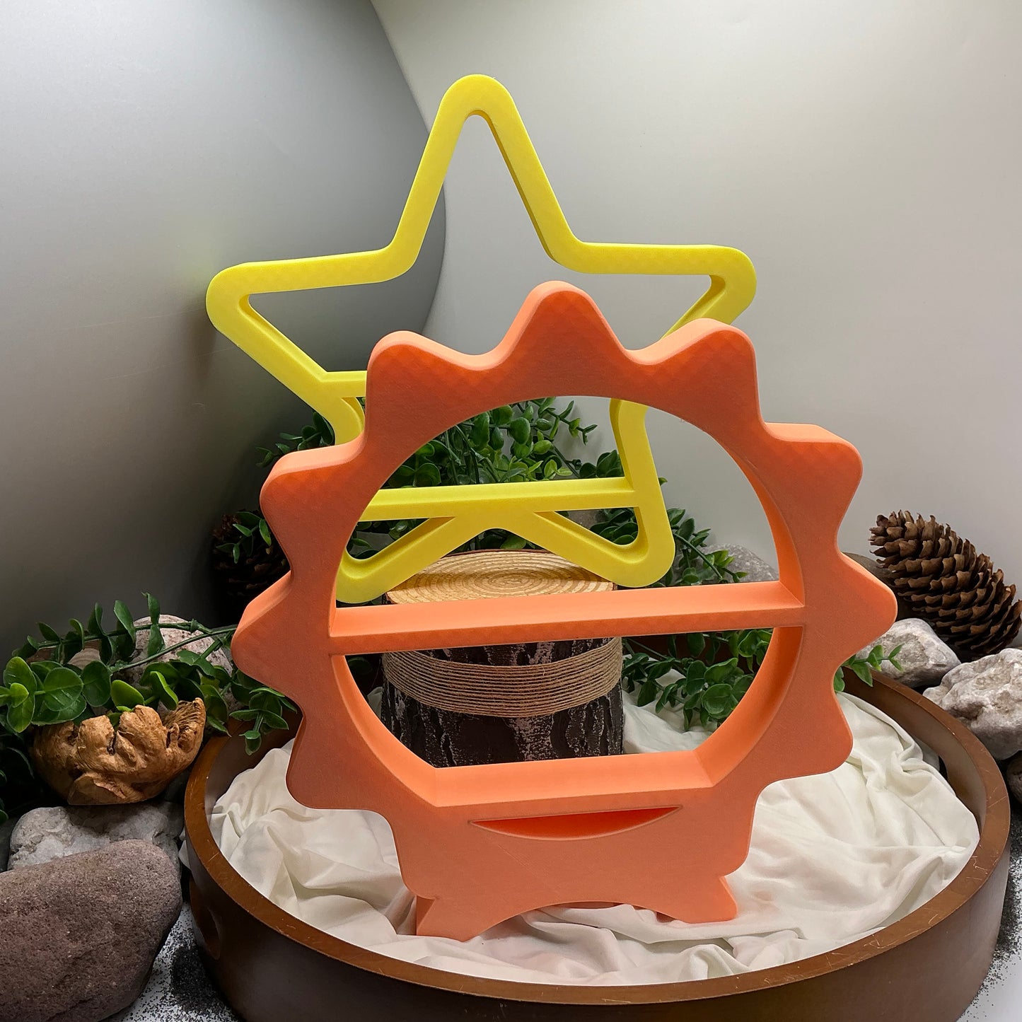 Set of two table top mini shelves star & Sun glow in the dark