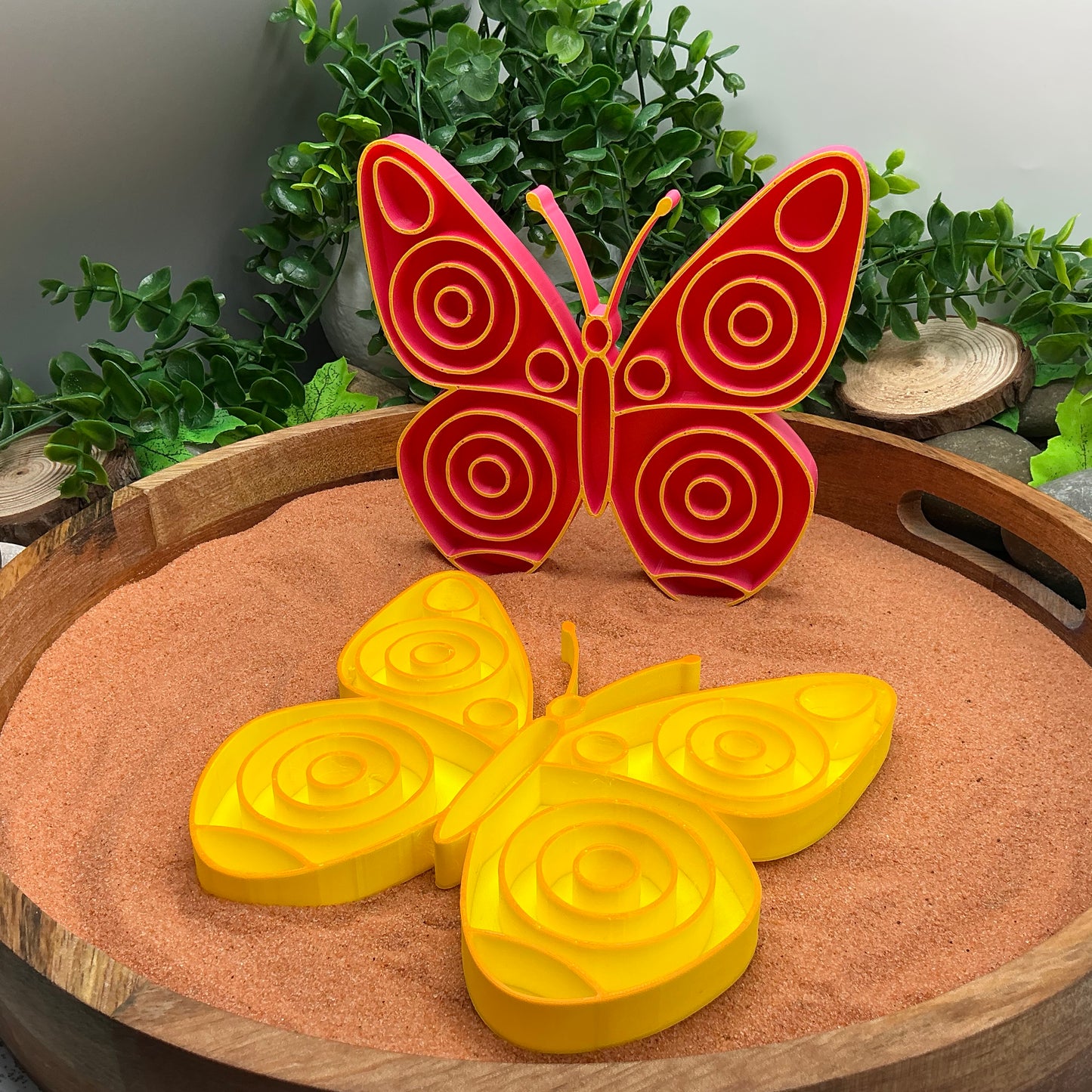 3D-printed butterfly sensory fill shape - choose pink or yellow for garden and minibeasts play - view 8 of 10