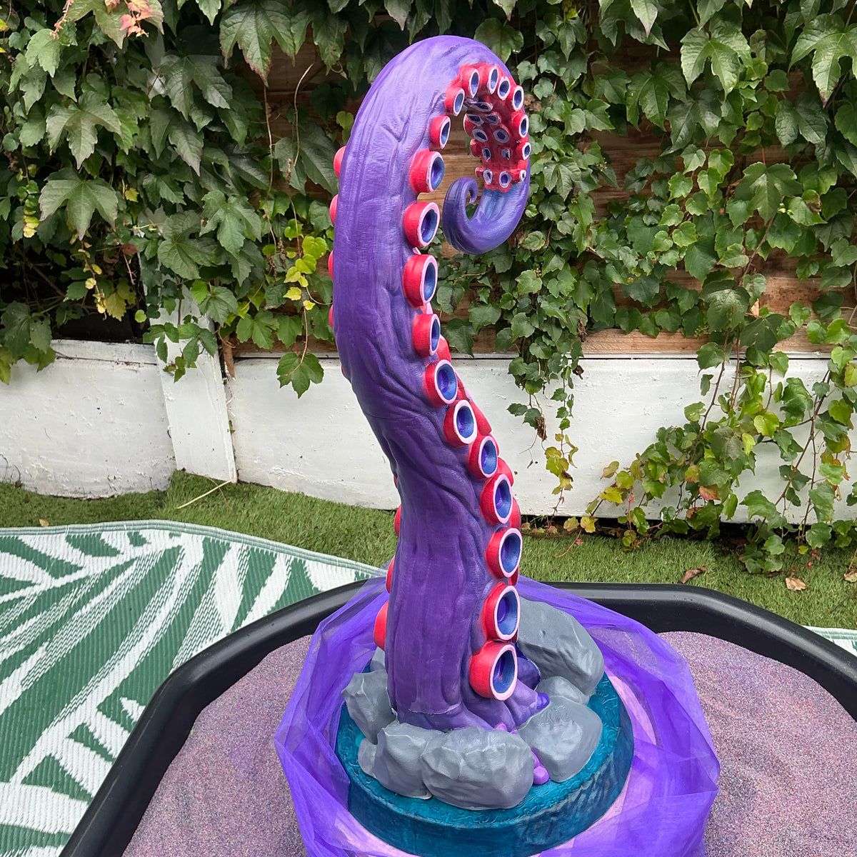 Octopus Tentacle Lantern Stand - Hand Painted 3D Printed Ocean Home Decor, One of a Kind