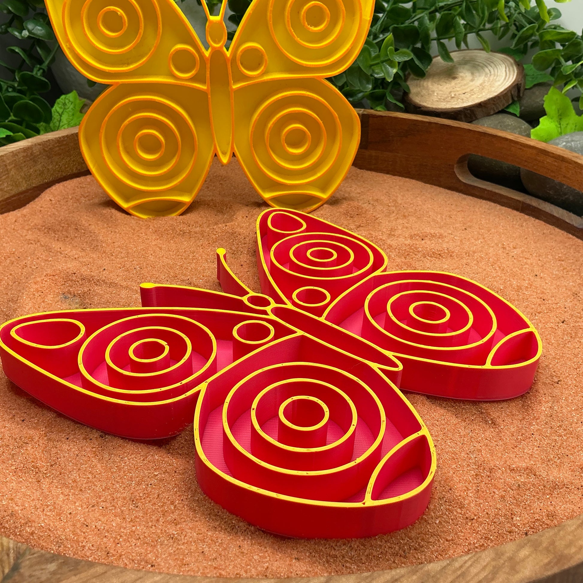 3D-printed butterfly sensory fill shape - choose pink or yellow for garden and minibeasts play - view 9 of 10