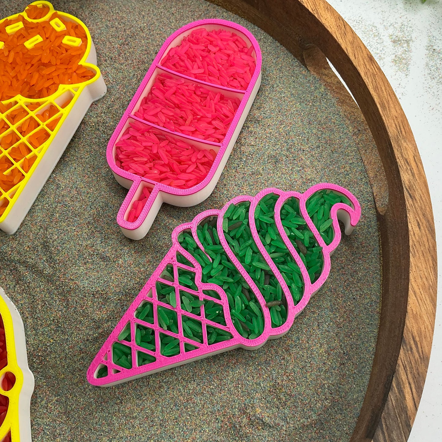 3D-printed summer ice cream sensory filling tray, 6-piece set for sand and rice tuff trays - view 8 of 11