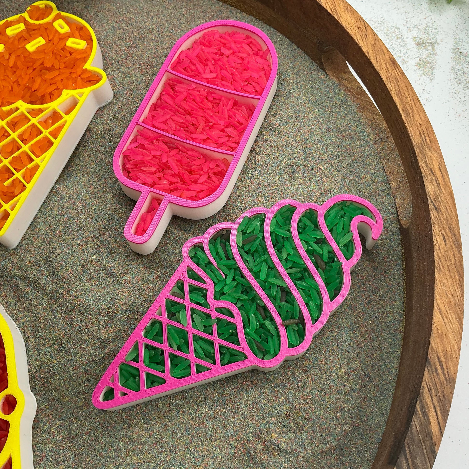 3D-printed summer ice cream sensory filling tray, 6-piece set for sand and rice tuff trays - view 8 of 11