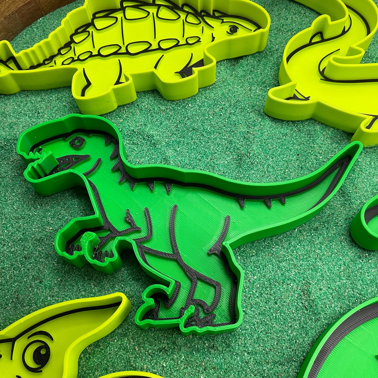 3D-printed dinosaur sensory fill shape set - 5 piece with Ankylosaurus, Mosasaurus, Pterodactyl, Velociraptor and Parasaurolophus - view 4 of 15
