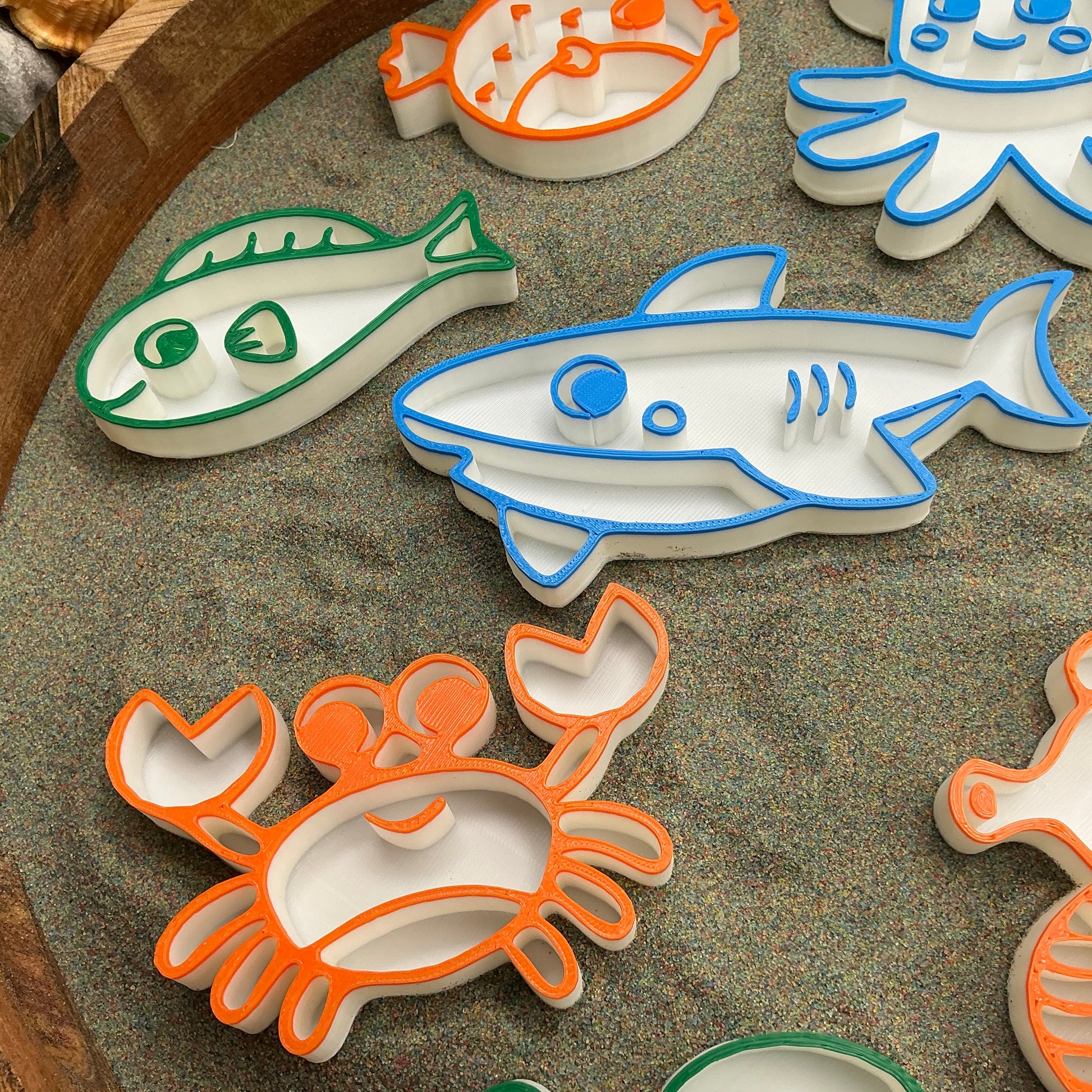 3D-printed underwater sea animals sensory filling tray, 8-piece set for sand and rice tuff trays - view 3 of 10