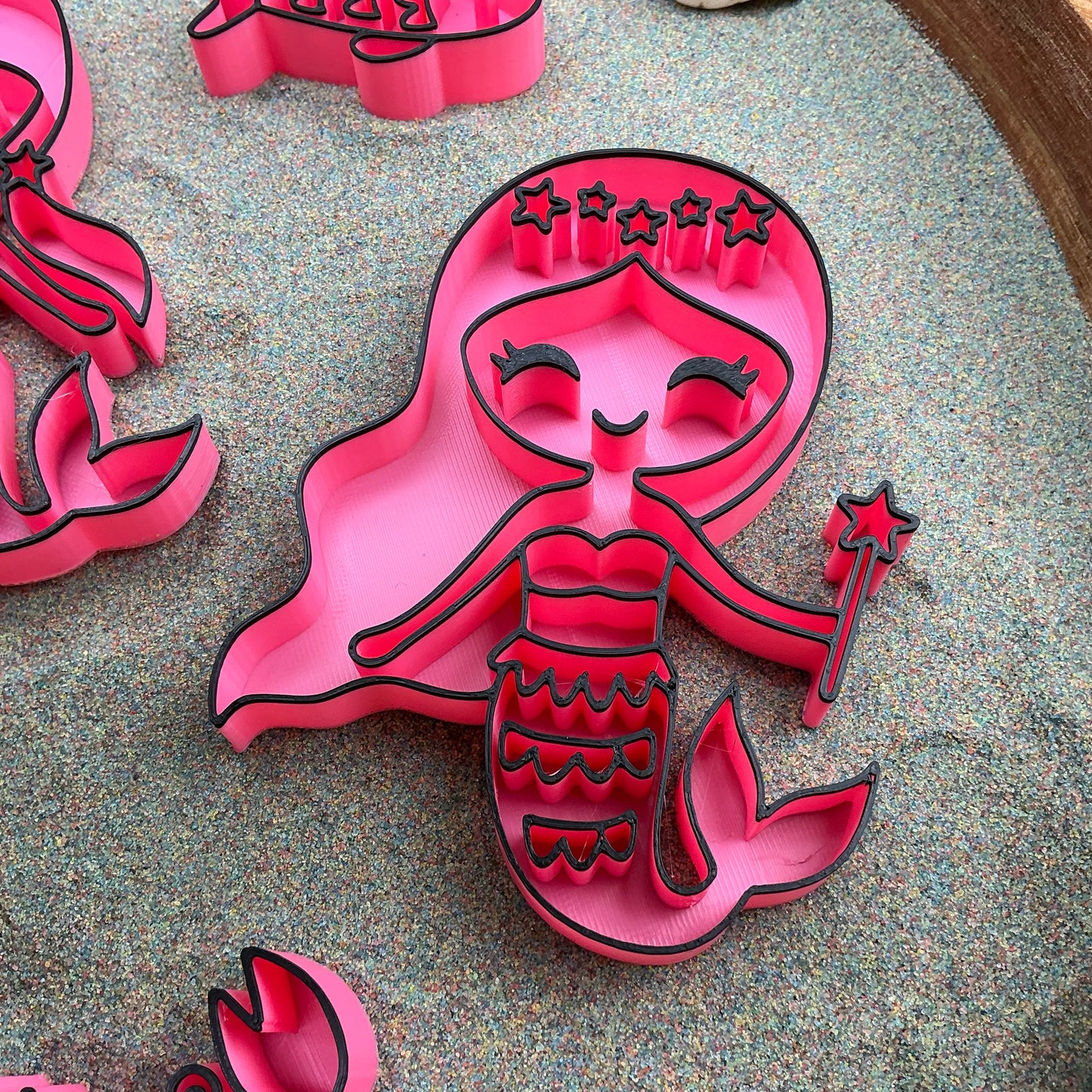3D-printed mermaid sensory filling tray, 5-piece set with three mermaids, crab and fish - view 4 of 14