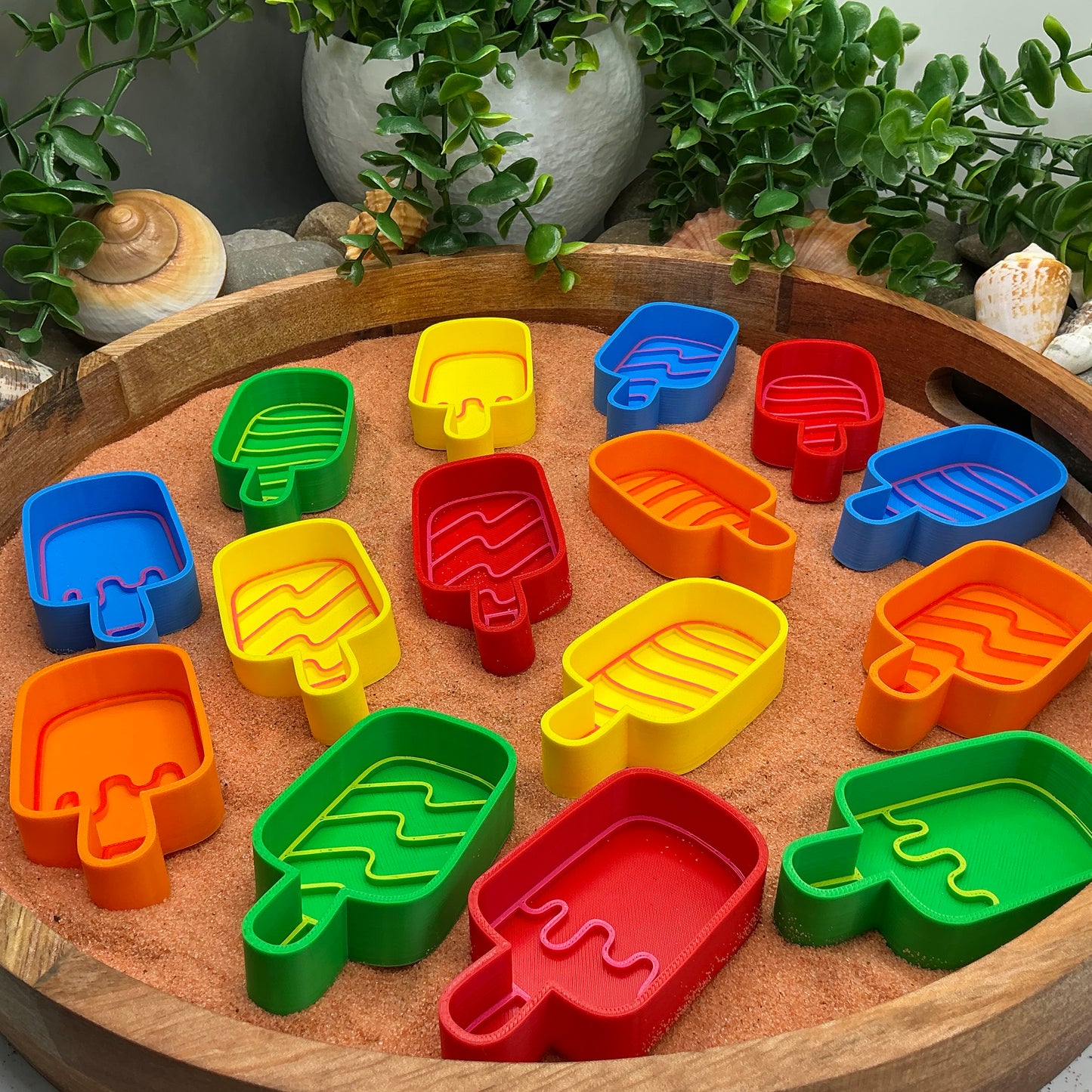 3D-printed ice cream lollies sensory fill shape set - 15 piece with 3 each of yellow, red, orange, blue and green - view 6 of 13