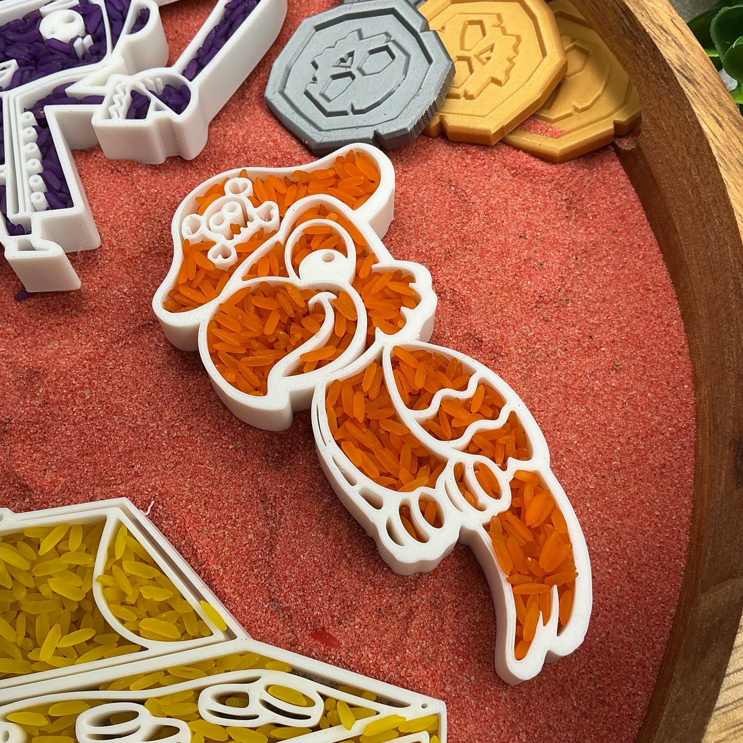 3D-printed pirates play sensory filling tray, 4-piece treasure-themed set for sand and rice tuff trays - view 12 of 13