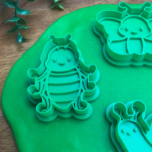 3D-printed spring garden insects play dough cookie cutter set - 4 piece with bee, butterfly, snail and ladybug - view 2 of 13