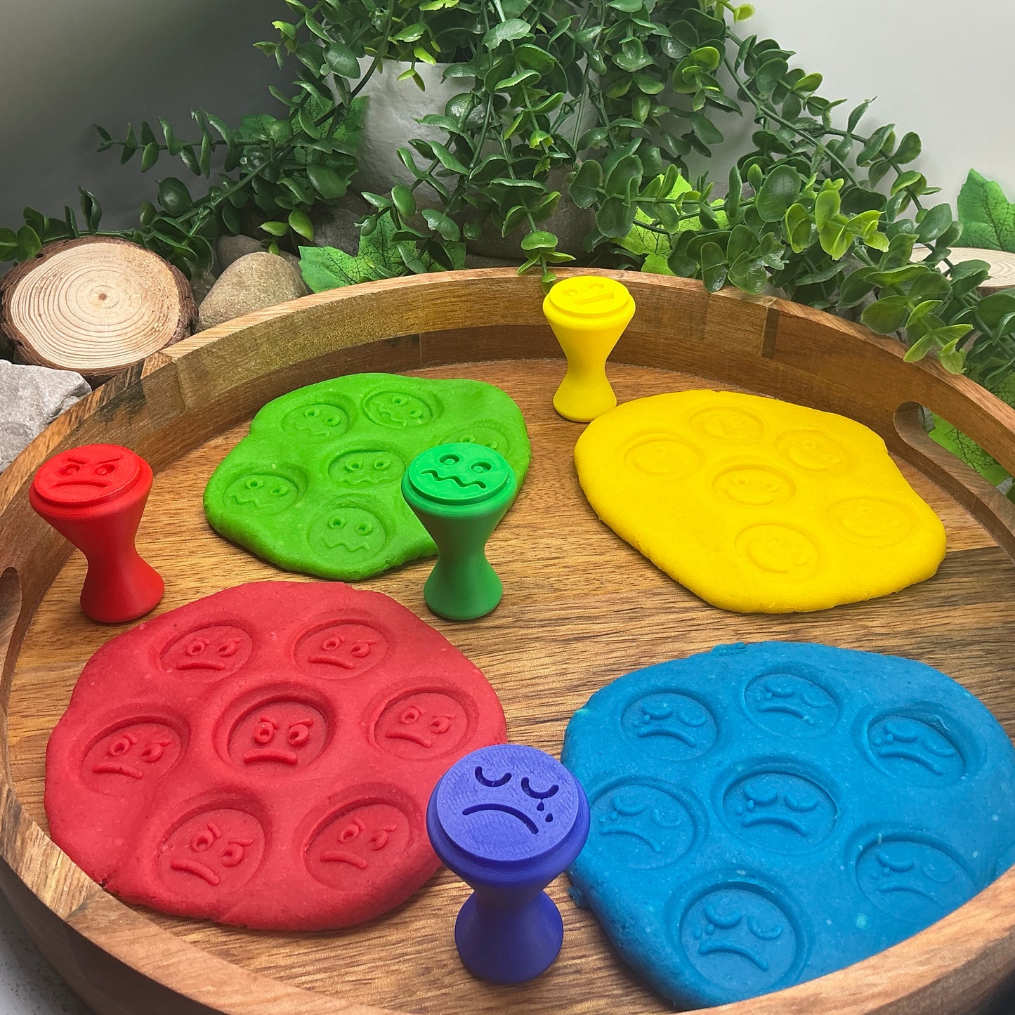 3D-printed emotion feeling stamps for play dough - 4 piece set with happy, sad, angry and scared faces - view 3 of 10