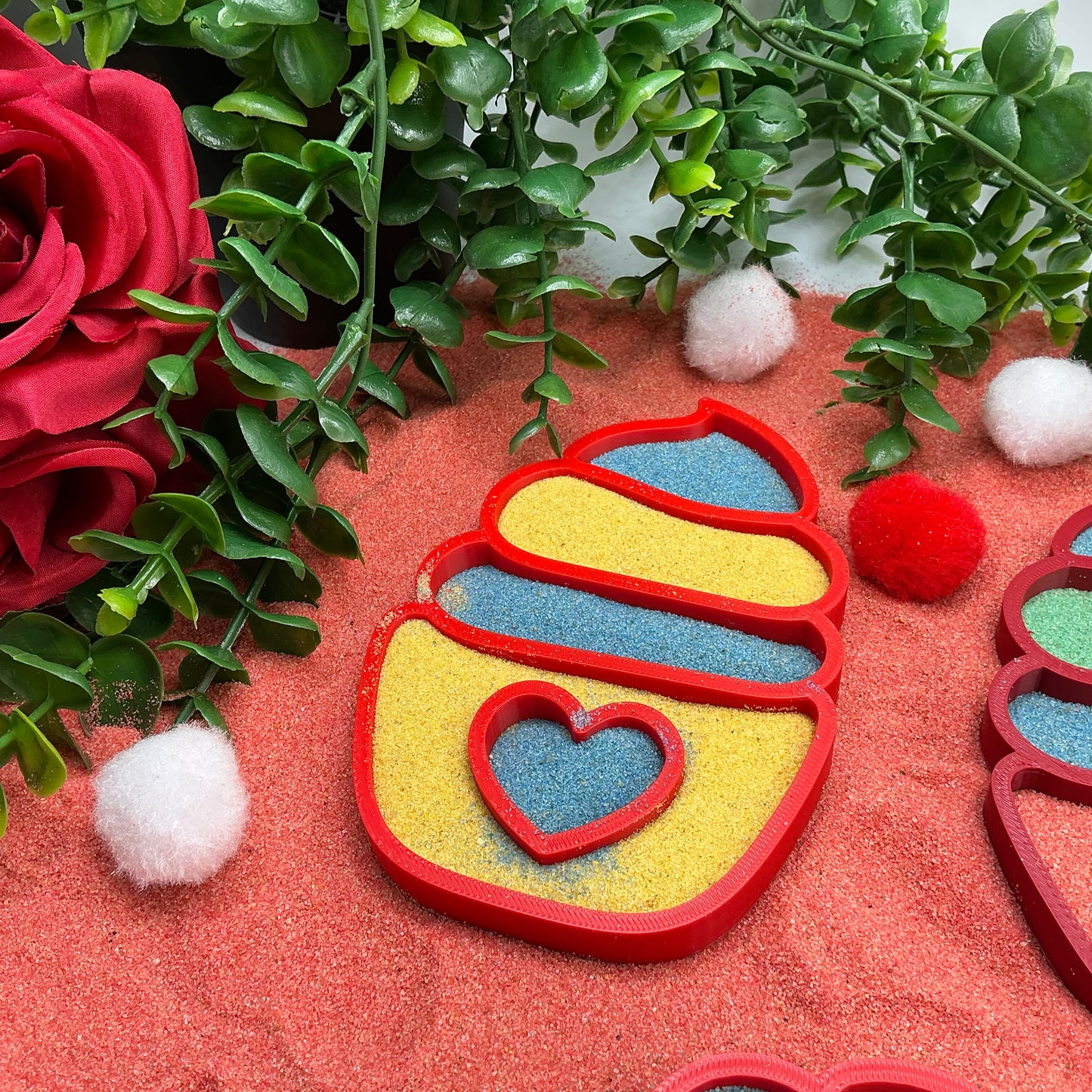 Valentine's Day Cupcake Sensory Trays & Heart Scoops Eco Friendly Montessori Toy - View 6