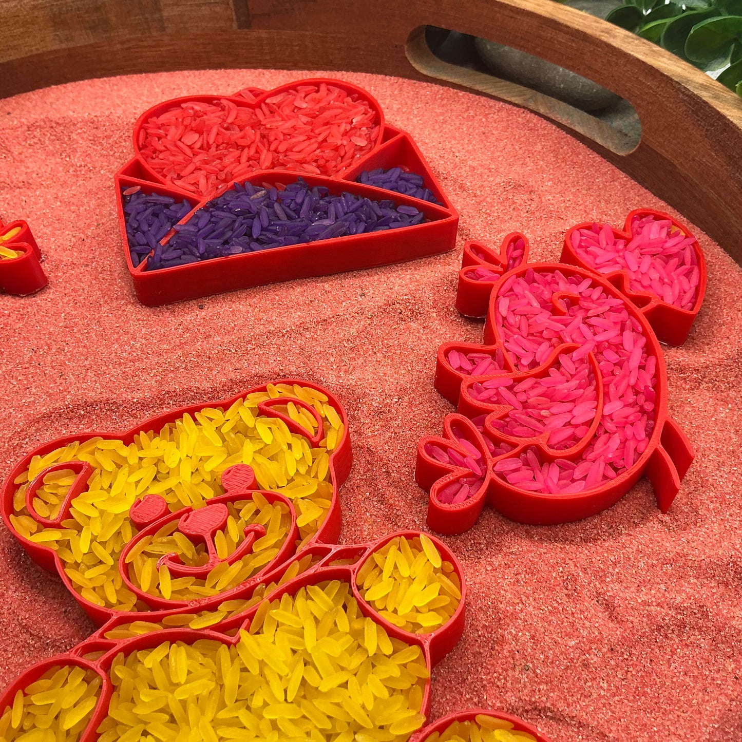 3D-printed love fill shapes sensory filling tray, 5-piece heart-themed set for sand and rice tuff trays - view 10 of 13