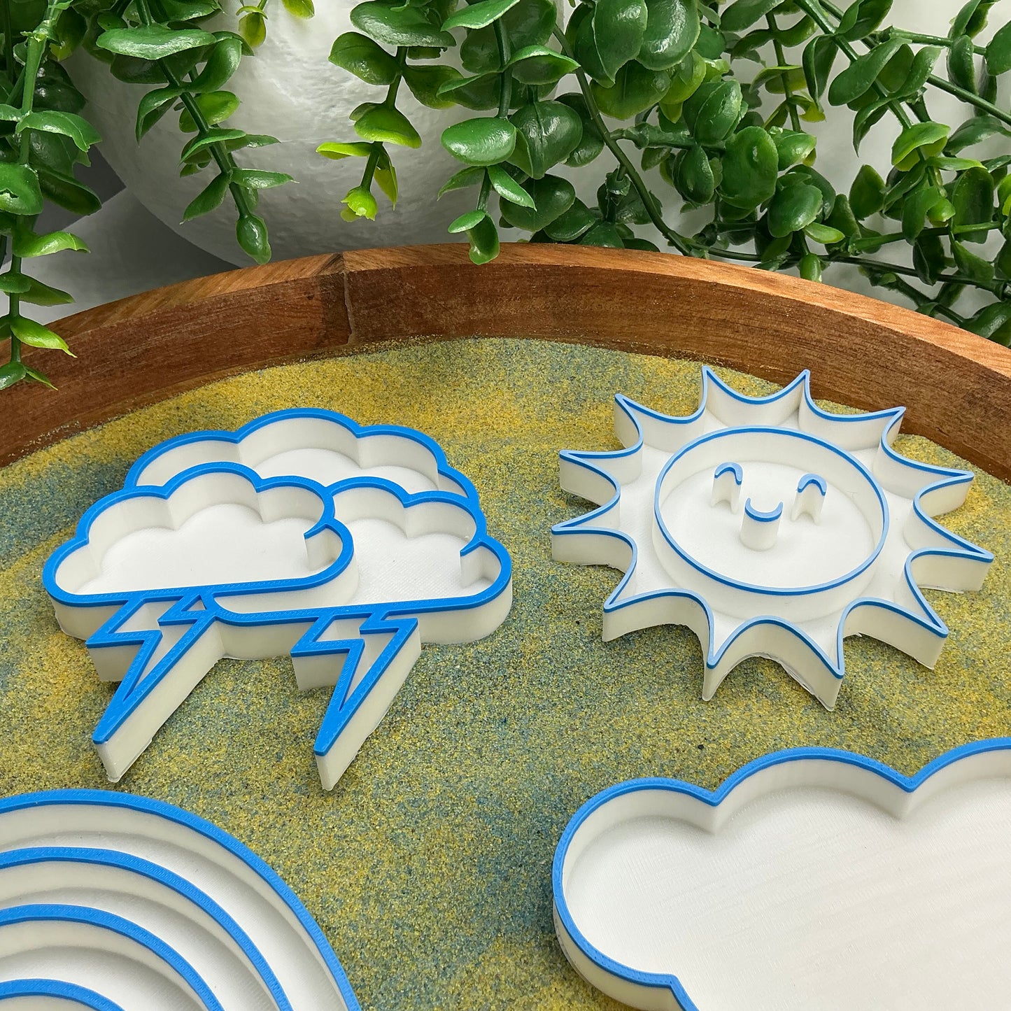 3D-printed weather sensory filling tray, 5-piece set with sun, rainbow, raindrop and two clouds - view 8 of 11