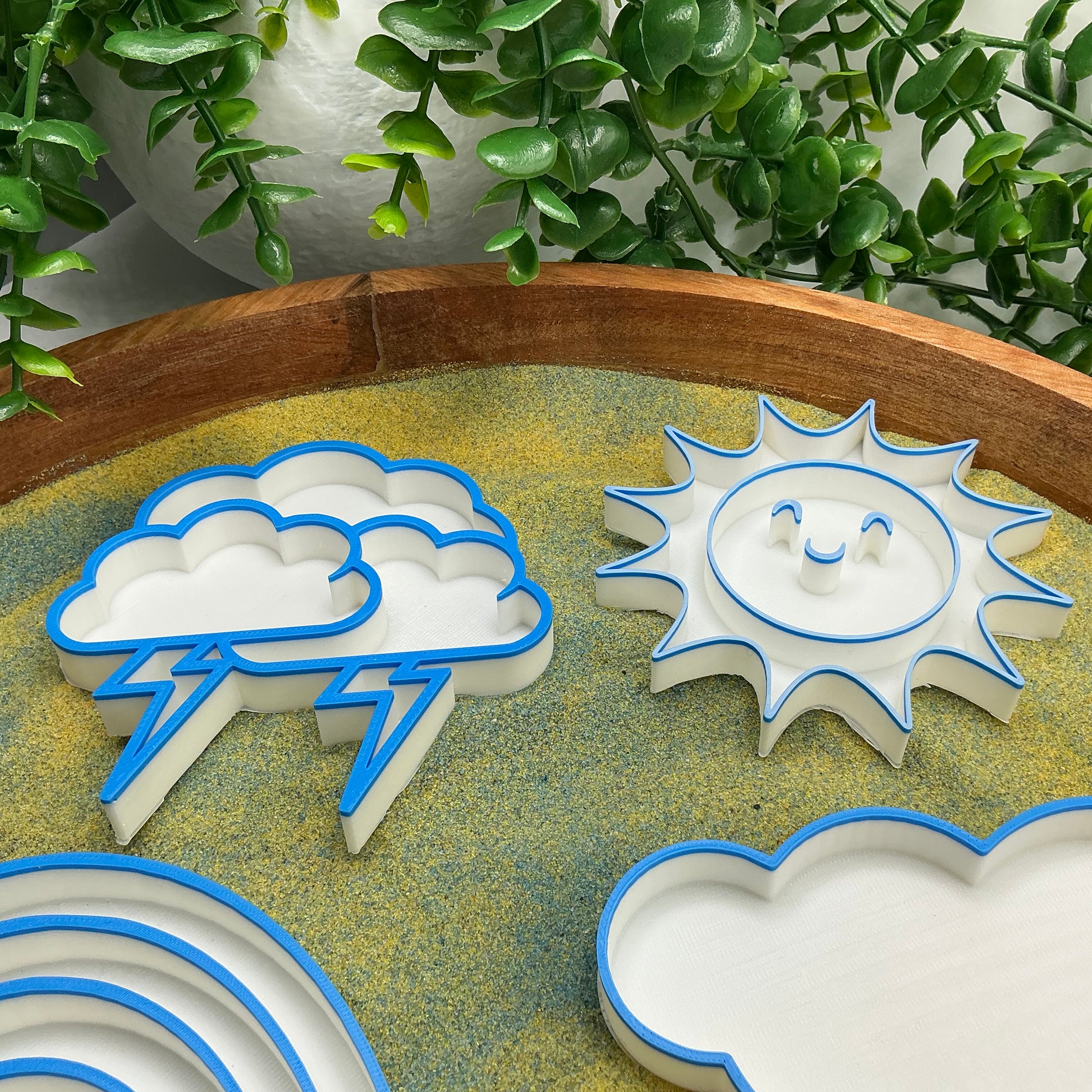 3D-printed weather sensory filling tray, 5-piece set with sun, rainbow, raindrop and two clouds - view 8 of 11