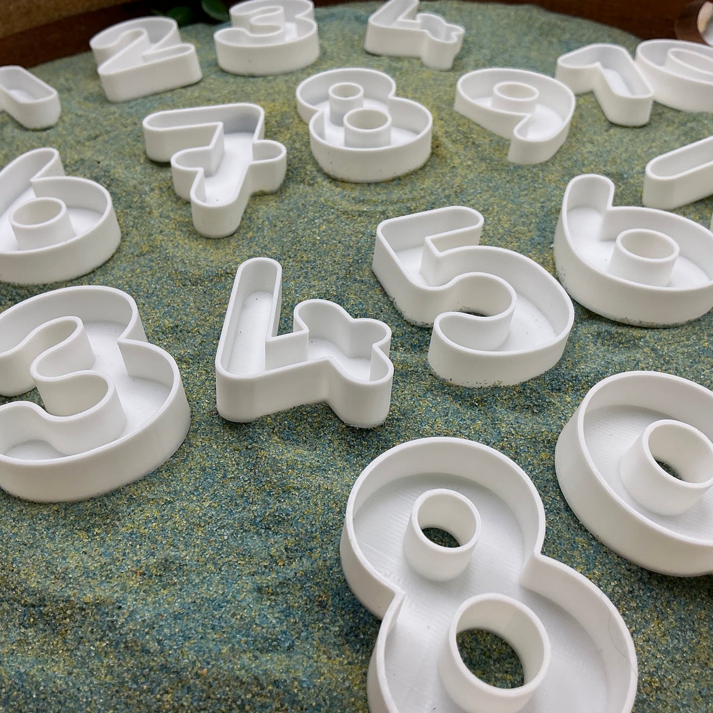 3D-printed small numbers sensory play set, 20 pieces for sand and rice tuff trays - view 7 of 9