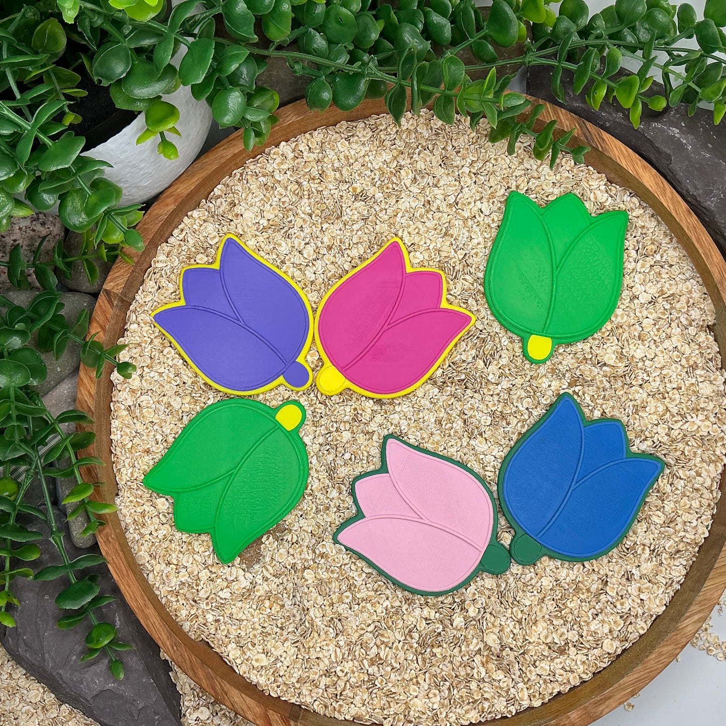 Flower cookies 6 piece set kitchen role play pretend food play