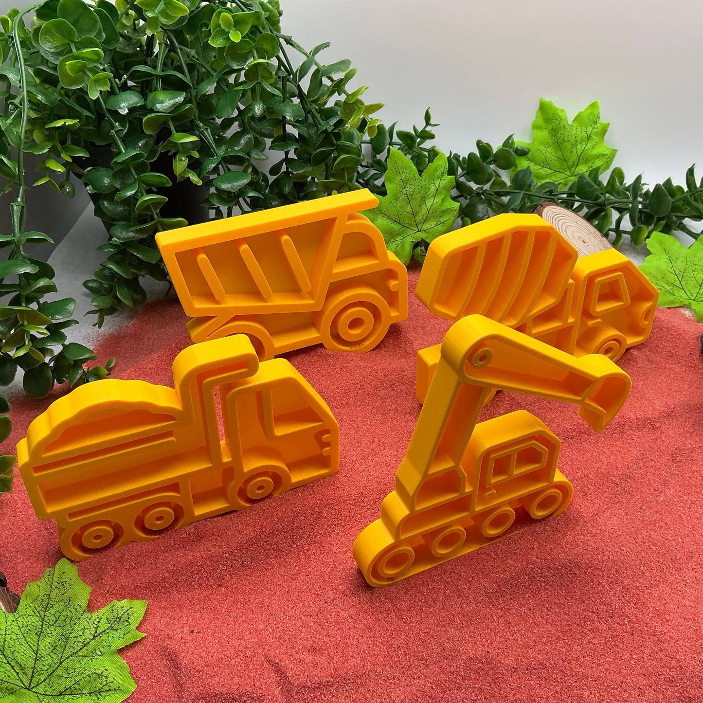 Yellow Construction Vehicles Sensory Trays (Set of 4) Montessori Sensory Bin Too - Close Up