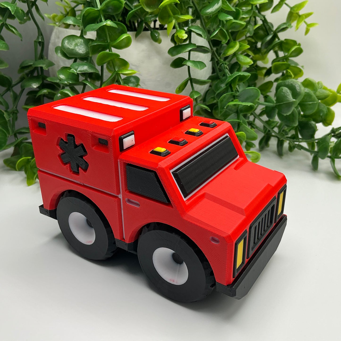 Large 3D Printed Ambulance Durable Indoor & Outdoor Push Along Big Kids Hospital - Detail Shot