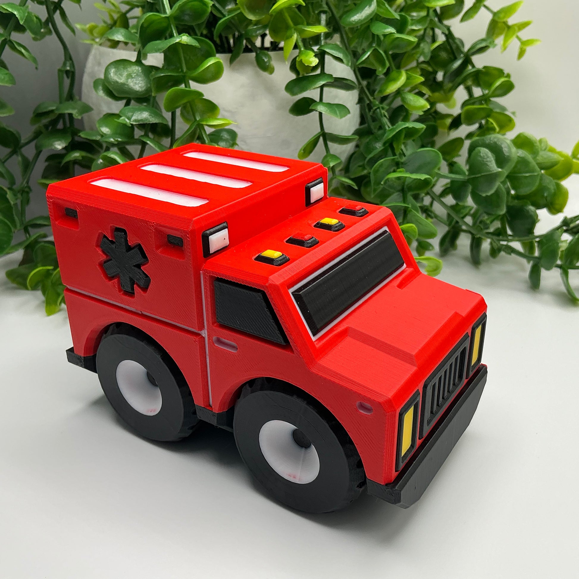 Large 3D Printed Ambulance Durable Indoor & Outdoor Push Along Big Kids Hospital - Detail Shot