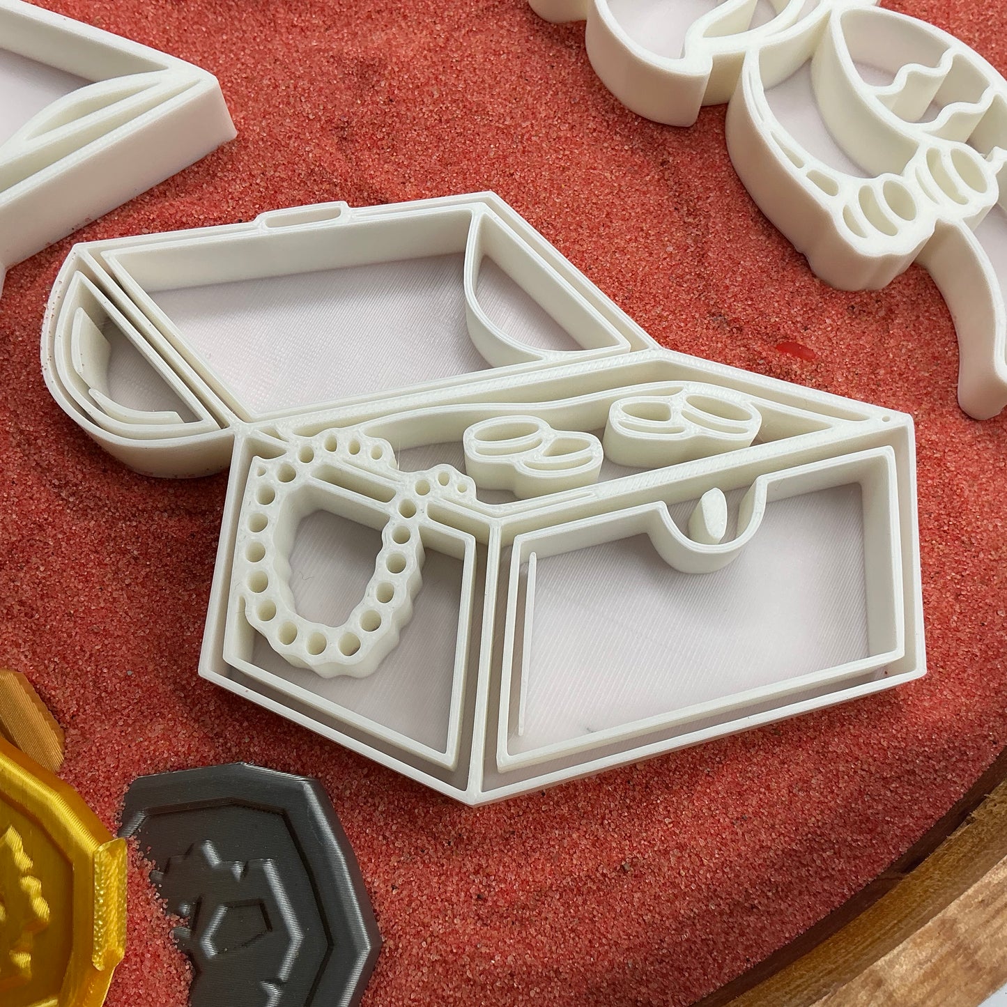 3D-printed pirates play sensory filling tray, 4-piece treasure-themed set for sand and rice tuff trays - view 5 of 13
