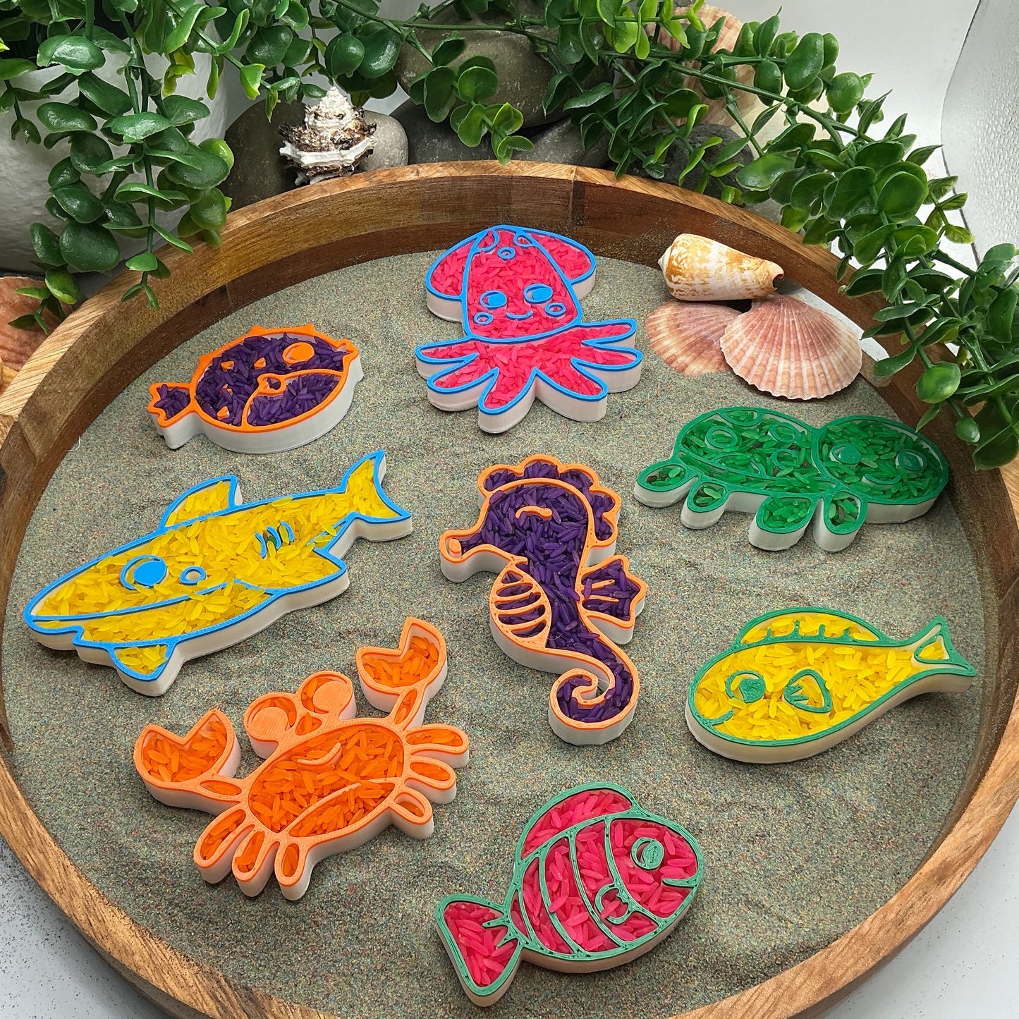 3D-printed underwater sea animals sensory filling tray, 8-piece set for sand and rice tuff trays - view 5 of 10