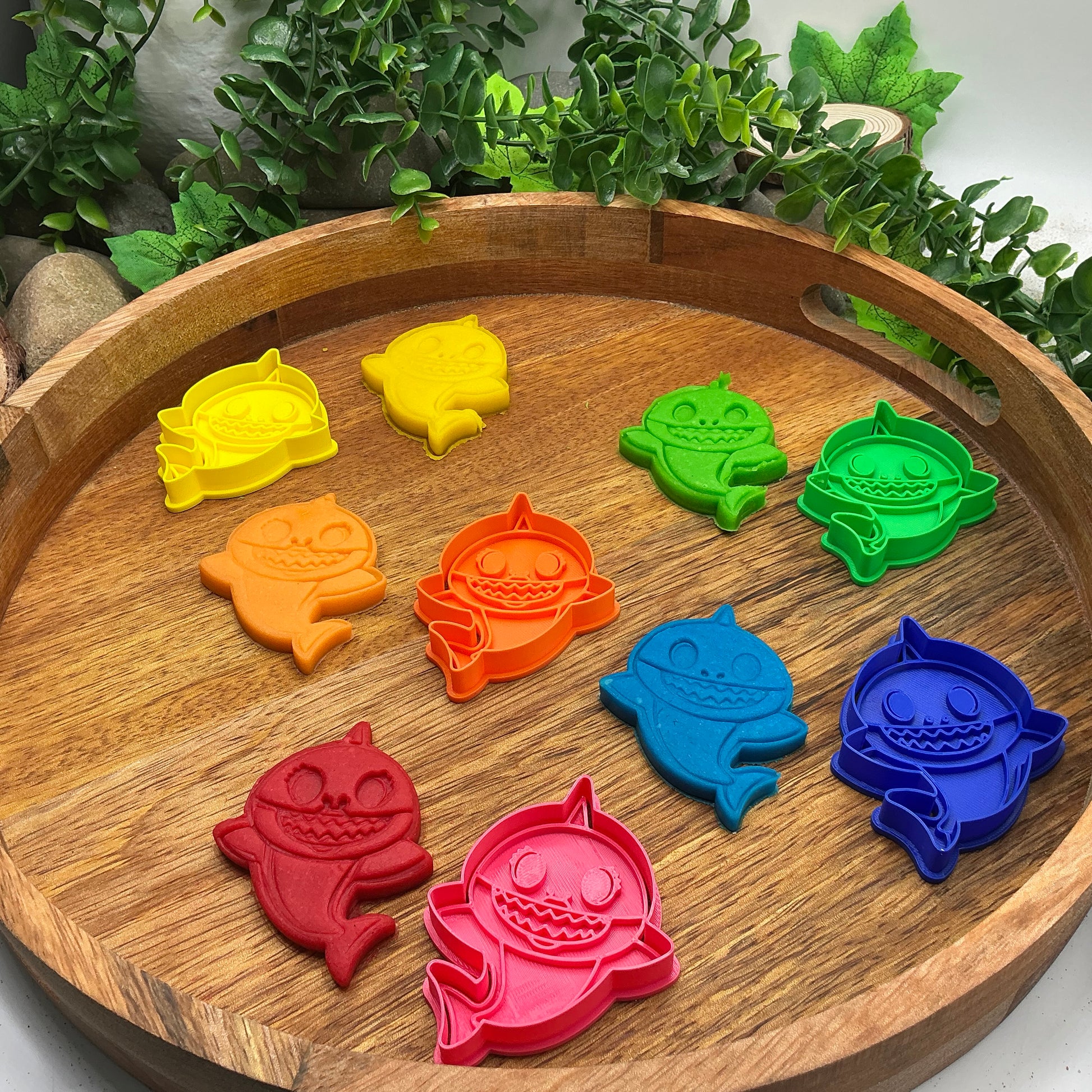 3D-printed shark family play dough cookie cutter set - 5 piece graduated size ocean theme - view 10 of 11