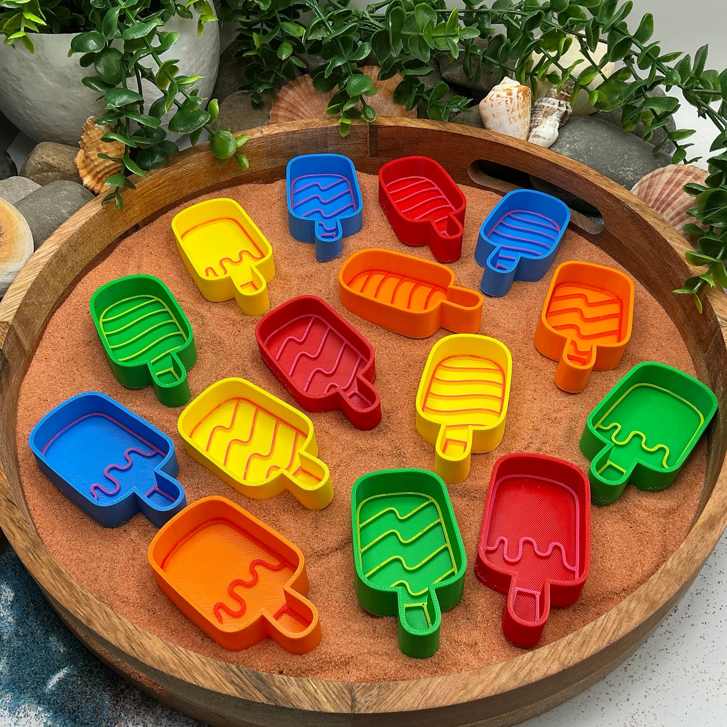3D-printed ice cream lollies sensory fill shape set - 15 piece with 3 each of yellow, red, orange, blue and green - view 1 of 13