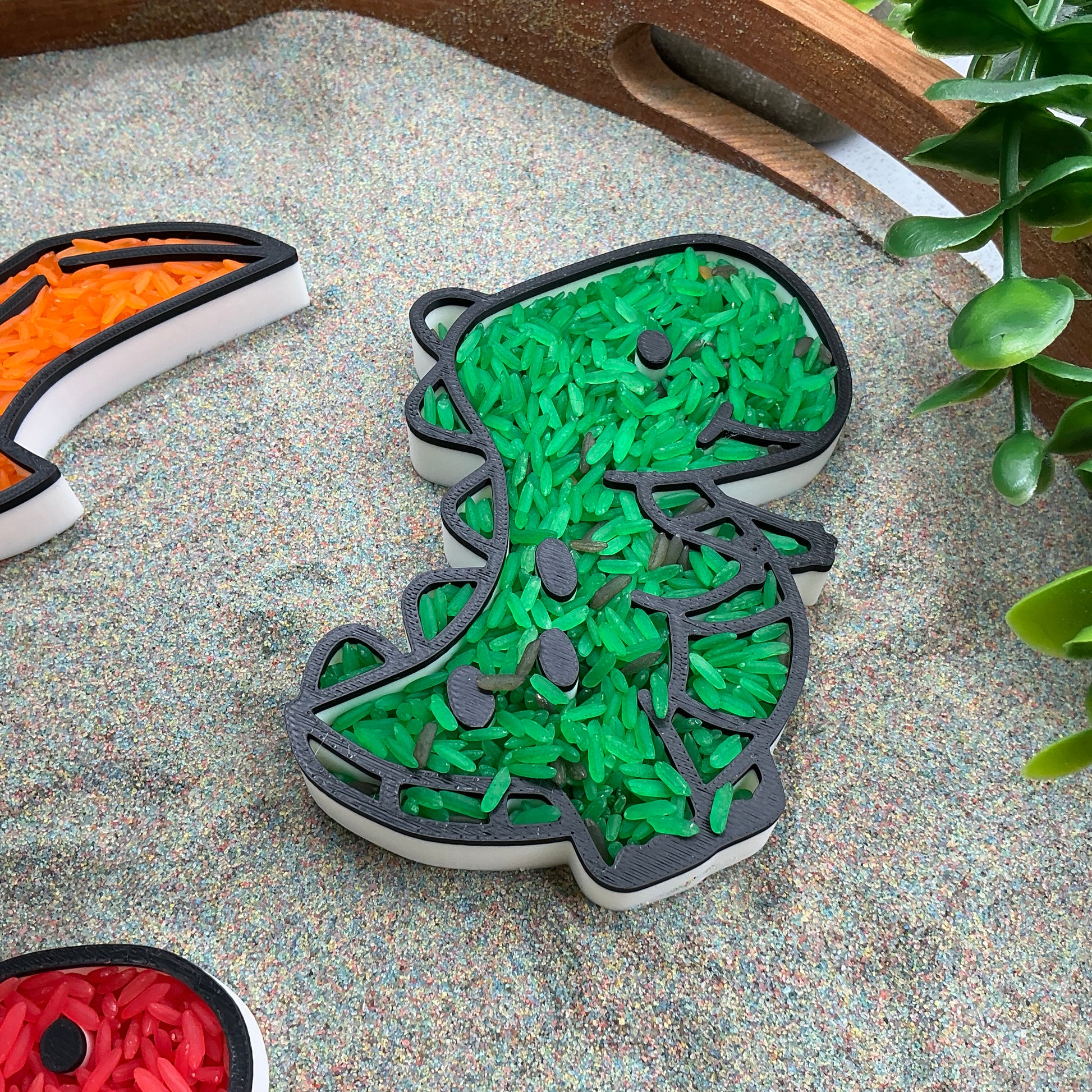3D-printed dinosaur fill shapes sensory filling tray, 4-piece set for sand and rice tuff trays - view 10 of 13