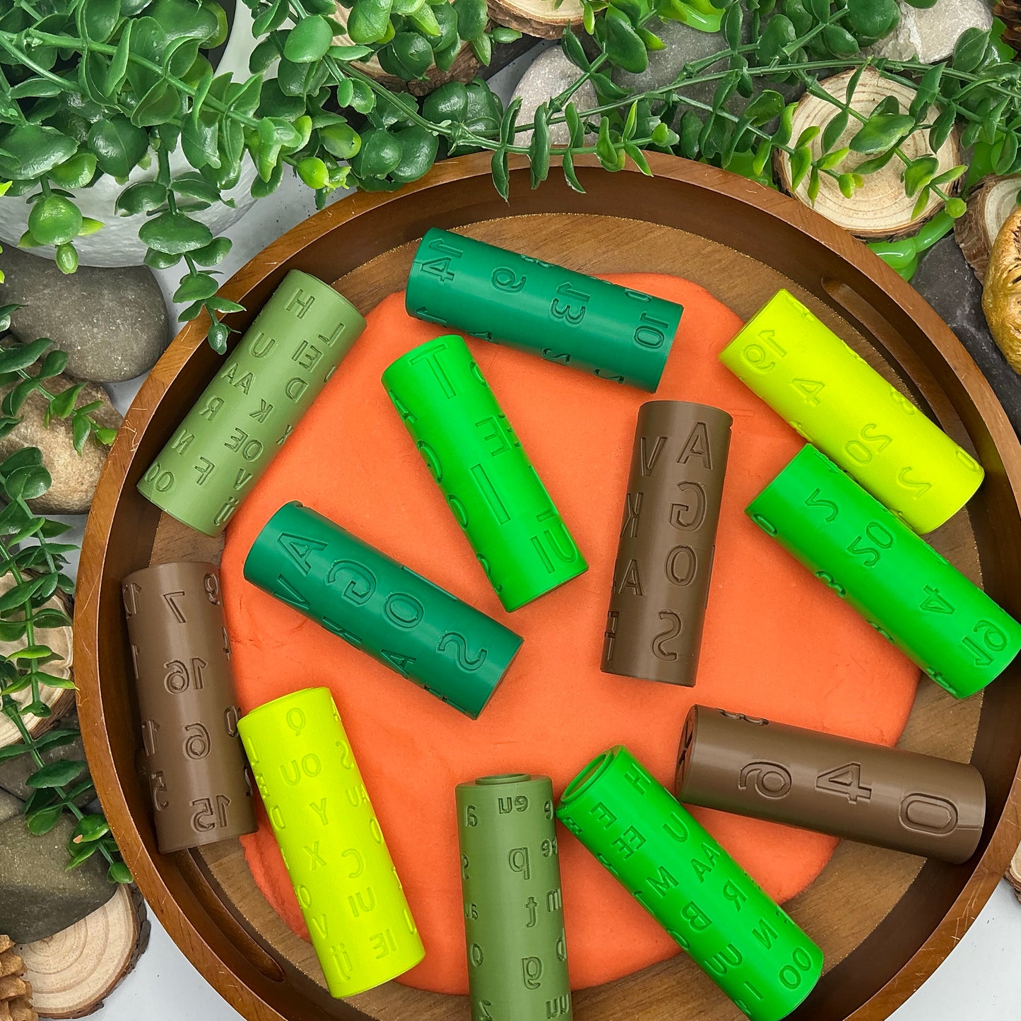 Letter & Numbers Rolling Pin for play dough